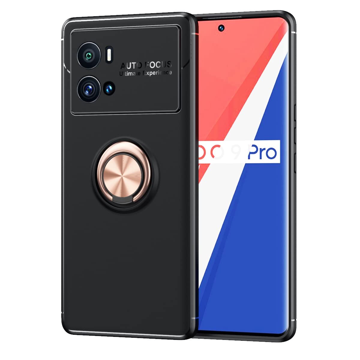 Slim Shockproof TPU Phone Case for Vivo iQOO 9 Pro with 360° Rotating Magnetic Ring & Kickstand - Anti-Fall Protective Cover with Heat Dissipation | Perfect for Work, Travel & Outdoor Activities