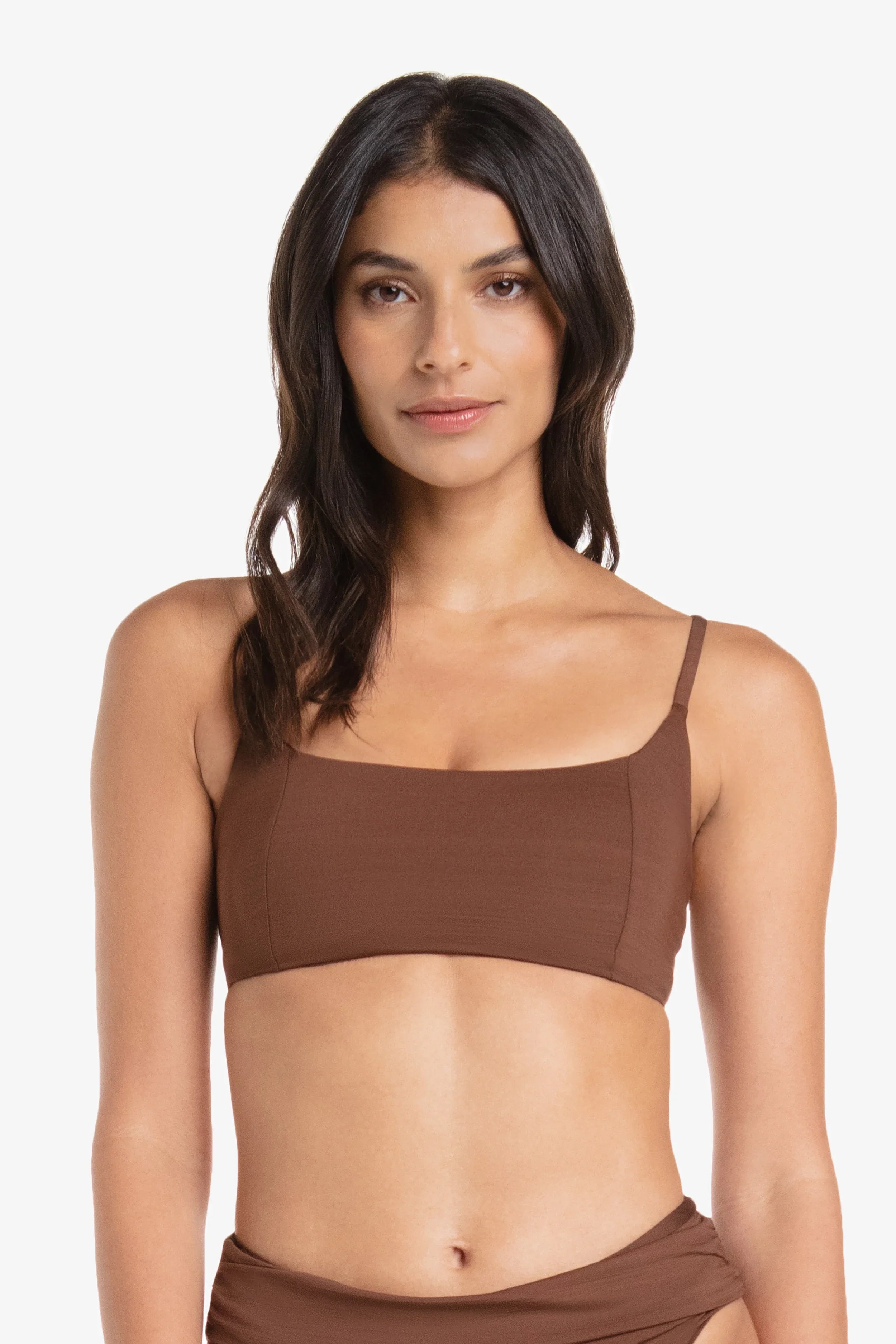 Elegant Ballet Bralette in Textured Chocolate Brown - Perfect for Dance, Yoga, and Everyday Comfort