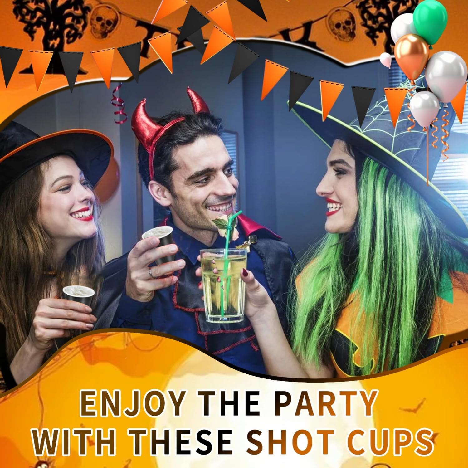 100 Pack 2 oz Disposable Plastic Shot Cups - Mini Party Shot Glasses for Jello Shots, Beer Tasting, Wedding Favors & Snacks - Perfect for Cocktail Parties, Bar Events & Home Entertaining (Black)