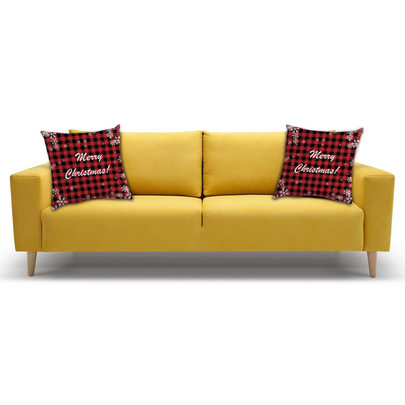 Vantaso Christmas Buffalo Plaid Red Pillow Covers 2 Pack - 18x18 Inch Decorative Throw Pillow Cases for Sofa, Couch & Bedroom - Festive Winter Holiday Home Decor (Perfect for Christmas, Living Room & Seasonal Decorations)