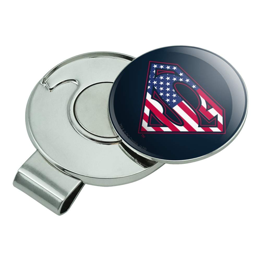 Superman USA American Flag Shield Logo Golf Hat Clip with Magnetic Ball Marker - Stylish Golf Accessory for Men & Women - Perfect for Golf Courses, Driving Range & Outdoor Sports