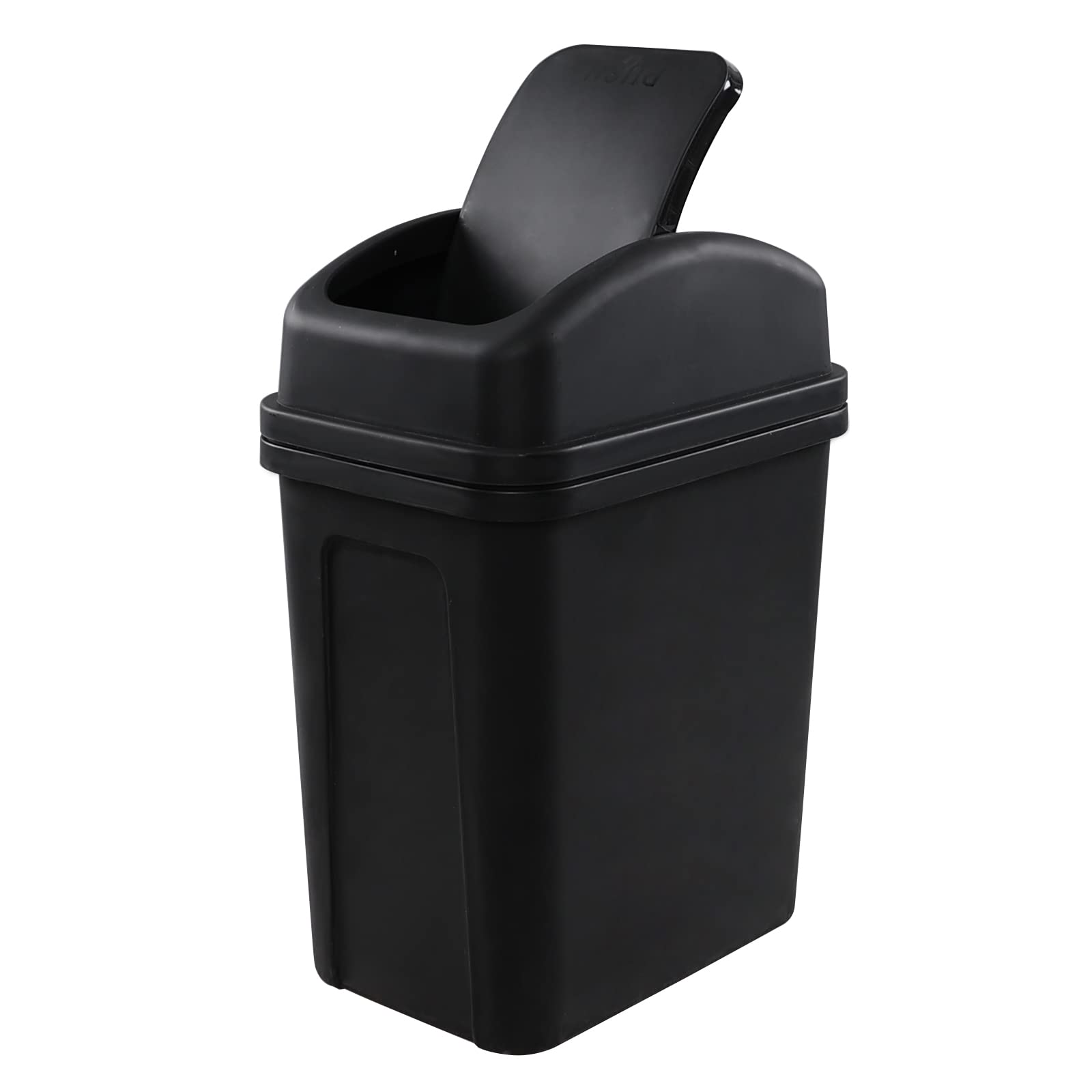 2 Gallon Swing Top Trash Can with Lid - Small Kitchen & Bathroom Garbage Bin for Home, Office, Dorm - Black Wastebasket for Easy Disposal & Odor Control