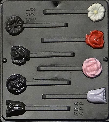 Assorted Flowers Lollipop Chocolate Candy Mold 229 - DIY Candy Making Supplies for Birthday Parties, Wedding Favors & Holiday Treats