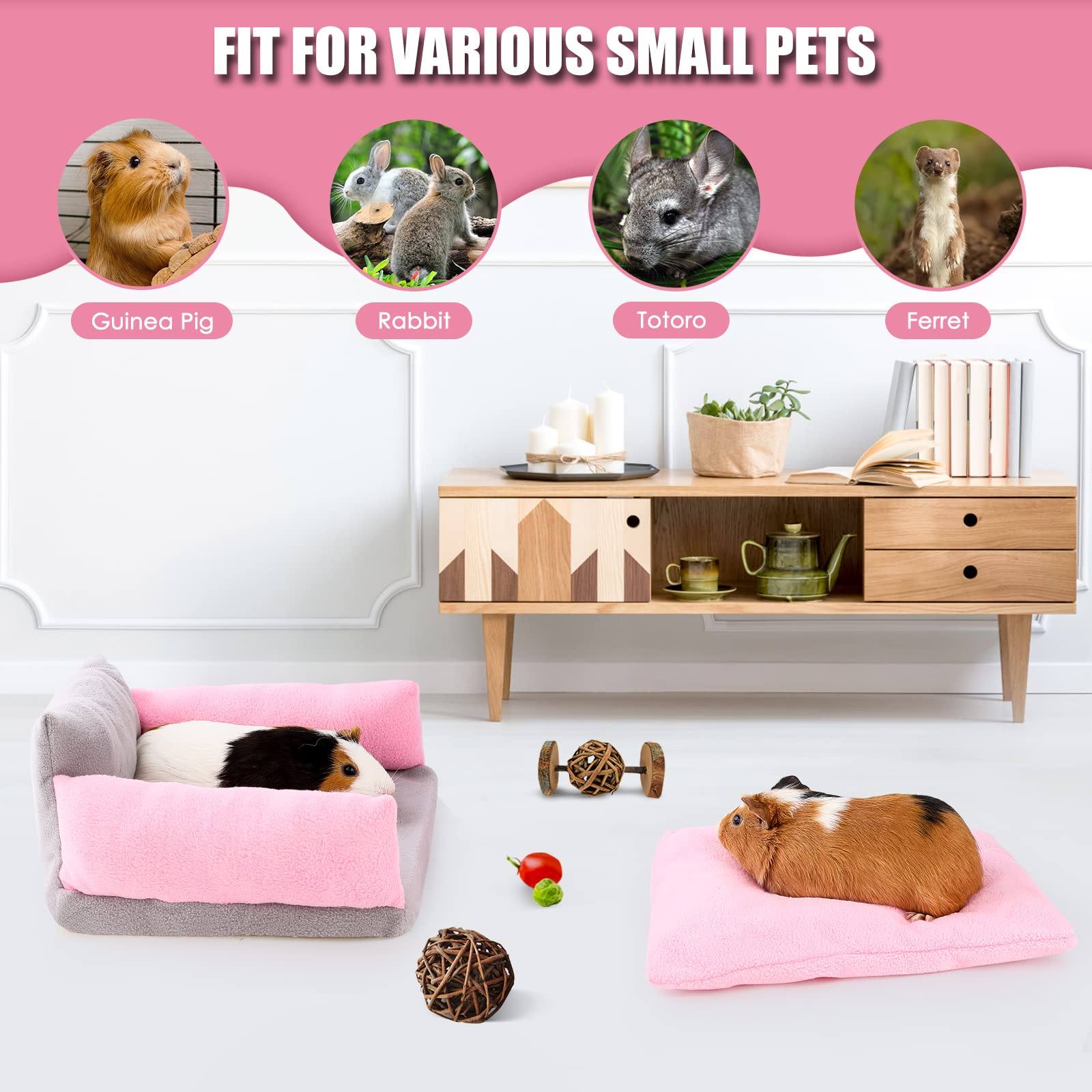 Cozy Guinea Pig Sofa with Removable Cushion - Perfect for Small Pets & Playtime