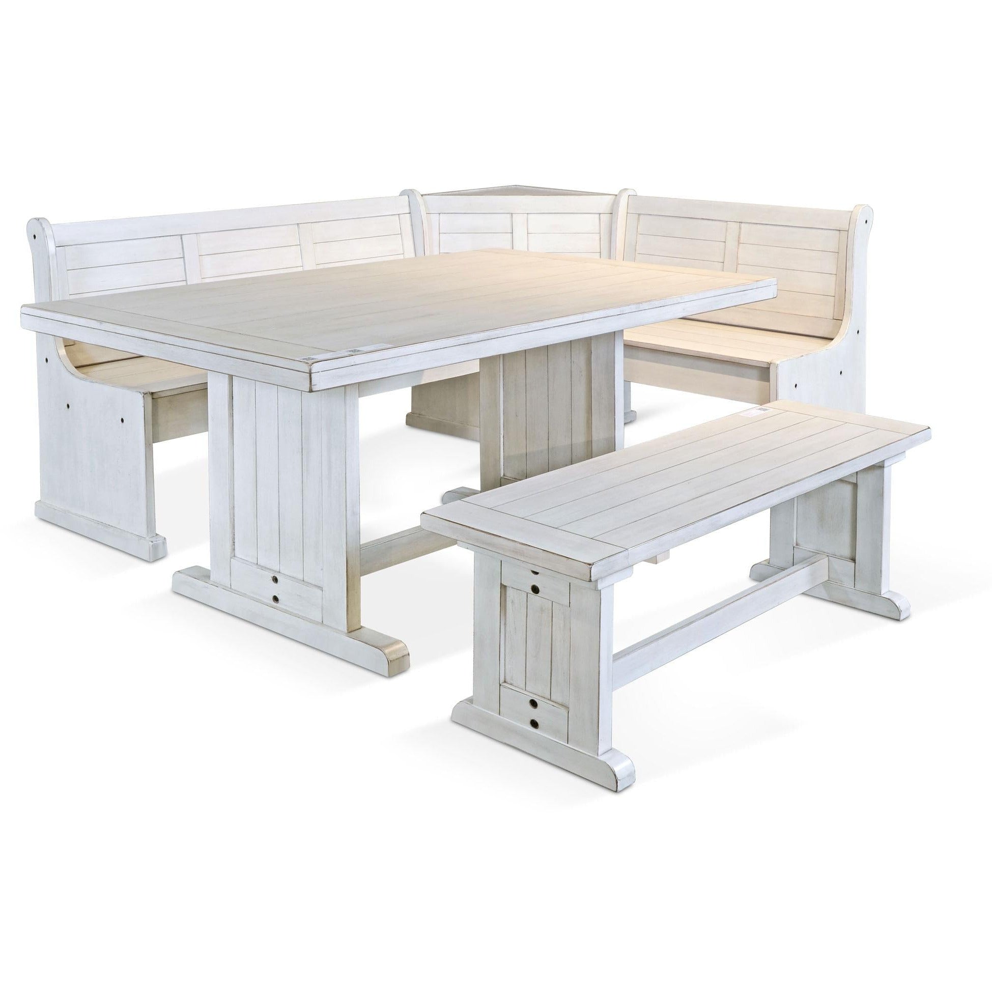 Bayside Nook Table with Benches - Space Saving Kitchen Dining Set for Small Homes & Apartments | Perfect Breakfast Nook, Cozy Corner Seating