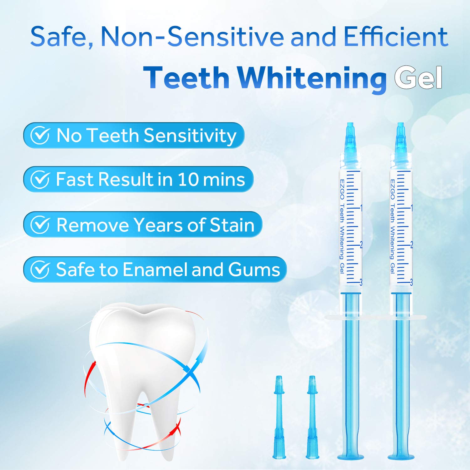 Professional EZGO Dental LED Teeth Whitening Kit with Blue Light Accelerator & 20-Piece C-Shape Cheek Retractors - At-Home Cold Bleaching for Brighter Smile, Perfect for Travel & Special Occasions