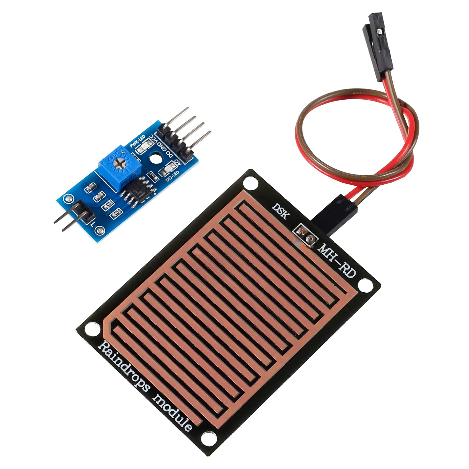 6 Pcs Water Sensor Module - Rainwater Detection, Moisture Monitor with LM393 Chip (3.3V-5V) for Weather Station, Smart Irrigation & Home Automation Projects