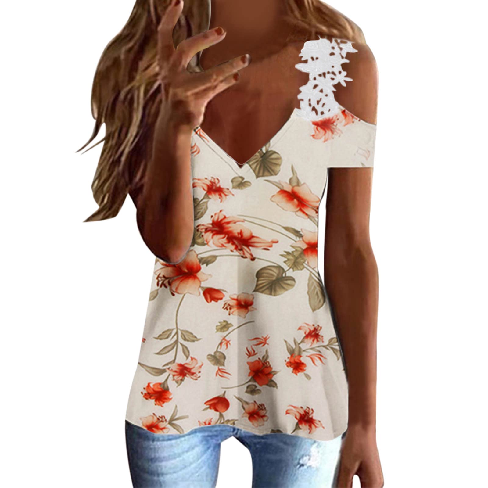 Sexy Lace V-Neck Sleeveless Blouse for Women - Printed Silky Casual Tops with Shoulder Cutout | Perfect for Date Night, Parties & Summer Outfits