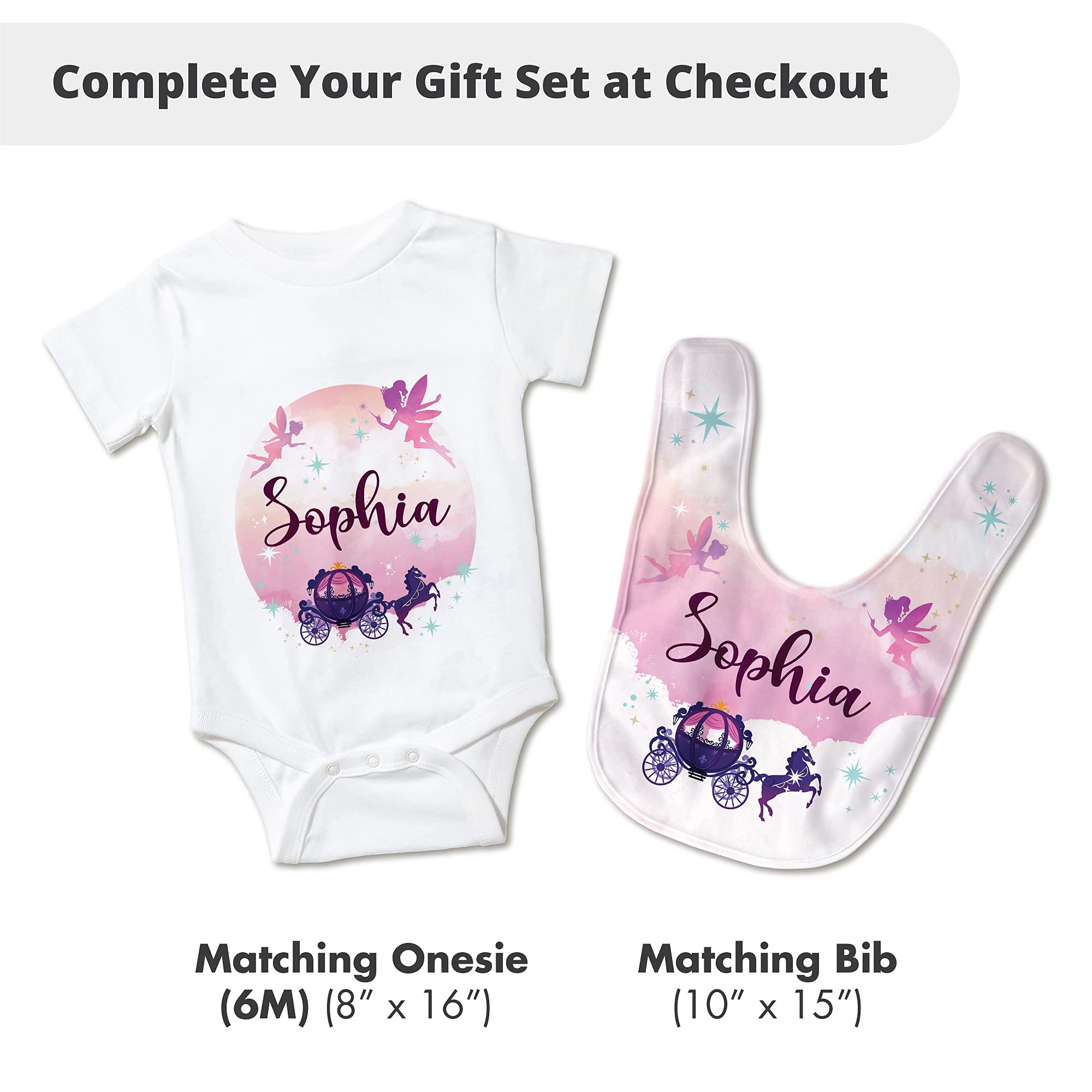 Personalized Halloween Baby Blankets with Name - Custom My First Halloween Gift Set for Girls (Matching Bib & Onesie) - Soft Lightweight Baby Shower Blanket - Fairy Sunset Design - Perfect for Halloween Photos, Newborn Gifts & Nursery Decor