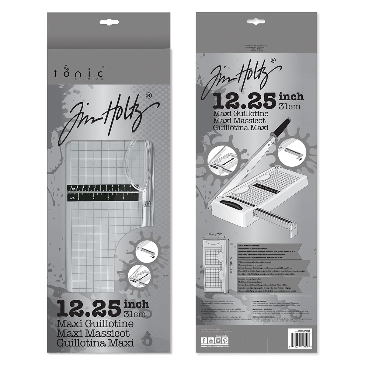 Tim Holtz Maxi Guillotine Paper Trimmer - 12.25 Inch Heavy Duty Paper Cutter for Scrapbooking, Vinyl, Cardstock & Craft Projects - Extendable Ruler with Grid Lines - Perfect for DIY Cards, Scrapbook Pages & Home Office Use