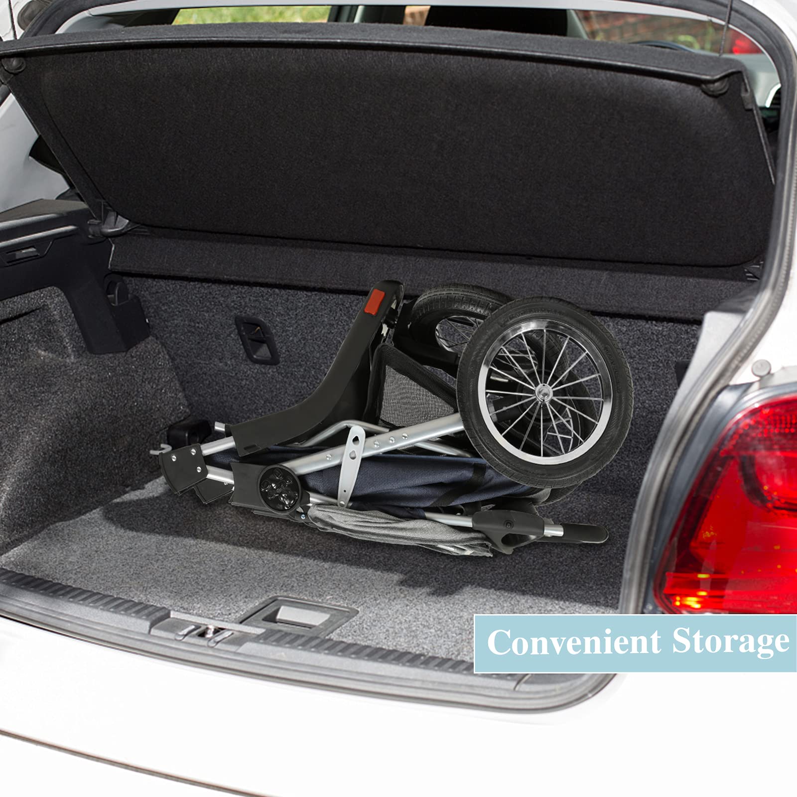 VIAGDO Premium Heavy Duty Pet Stroller for Small & Medium Dogs & Cats - 3-Wheel Foldable Dog & Cat Carrier with Suspension System, Link Brake & One-Hand Fold - Supports Up to 55 lbs (Blue & Grey) - Perfect for Vet Visits, Outdoor Walks & Travel