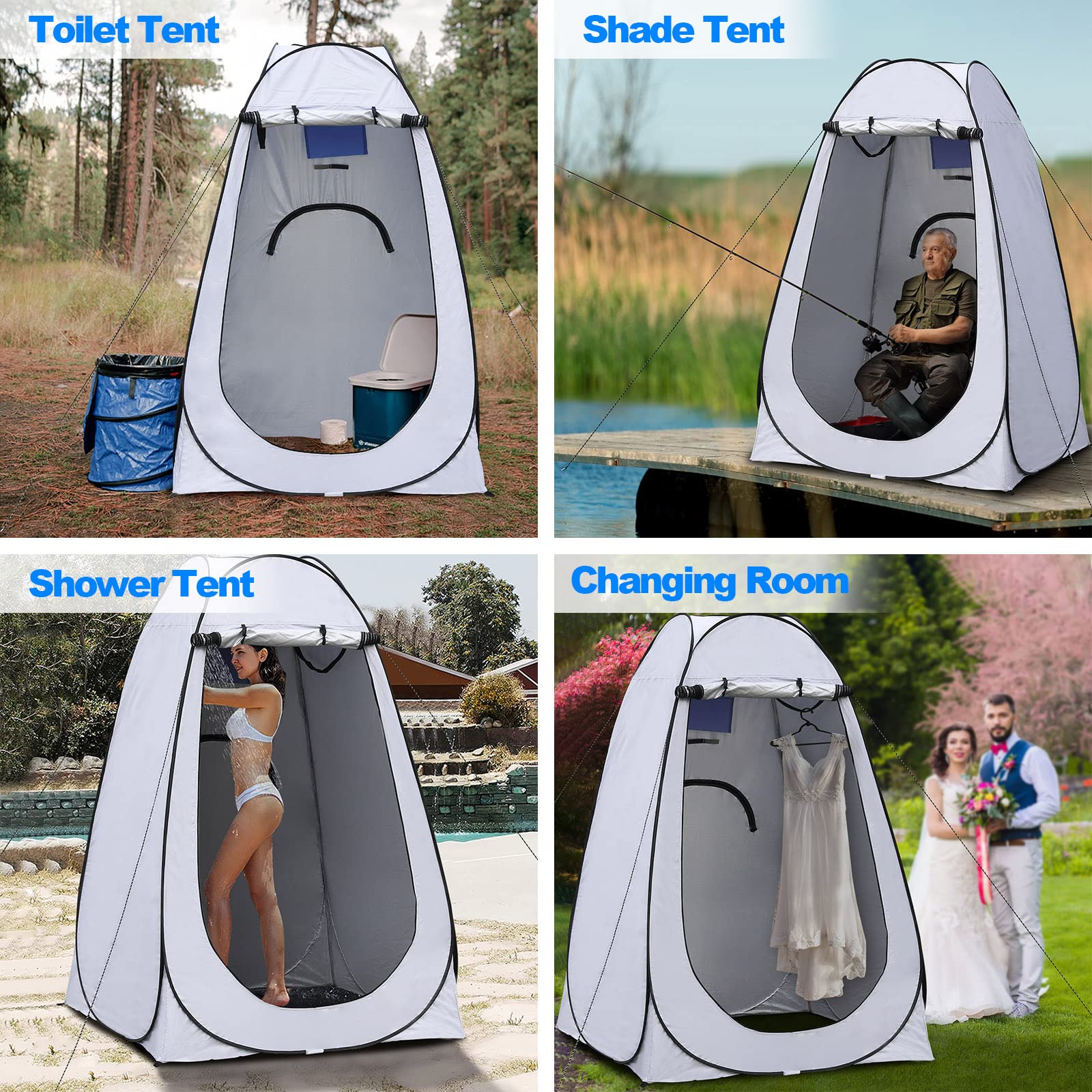 TUKAILAI Portable Pop Up Privacy Tent - Instant Outdoor Camping Shower Toilet & Dressing Room, Spacious Changing Shelter for Beach, Hiking, Fishing, Picnics with Carry Bag | Perfect for Camping Trips, Beach Days & Outdoor Adventures