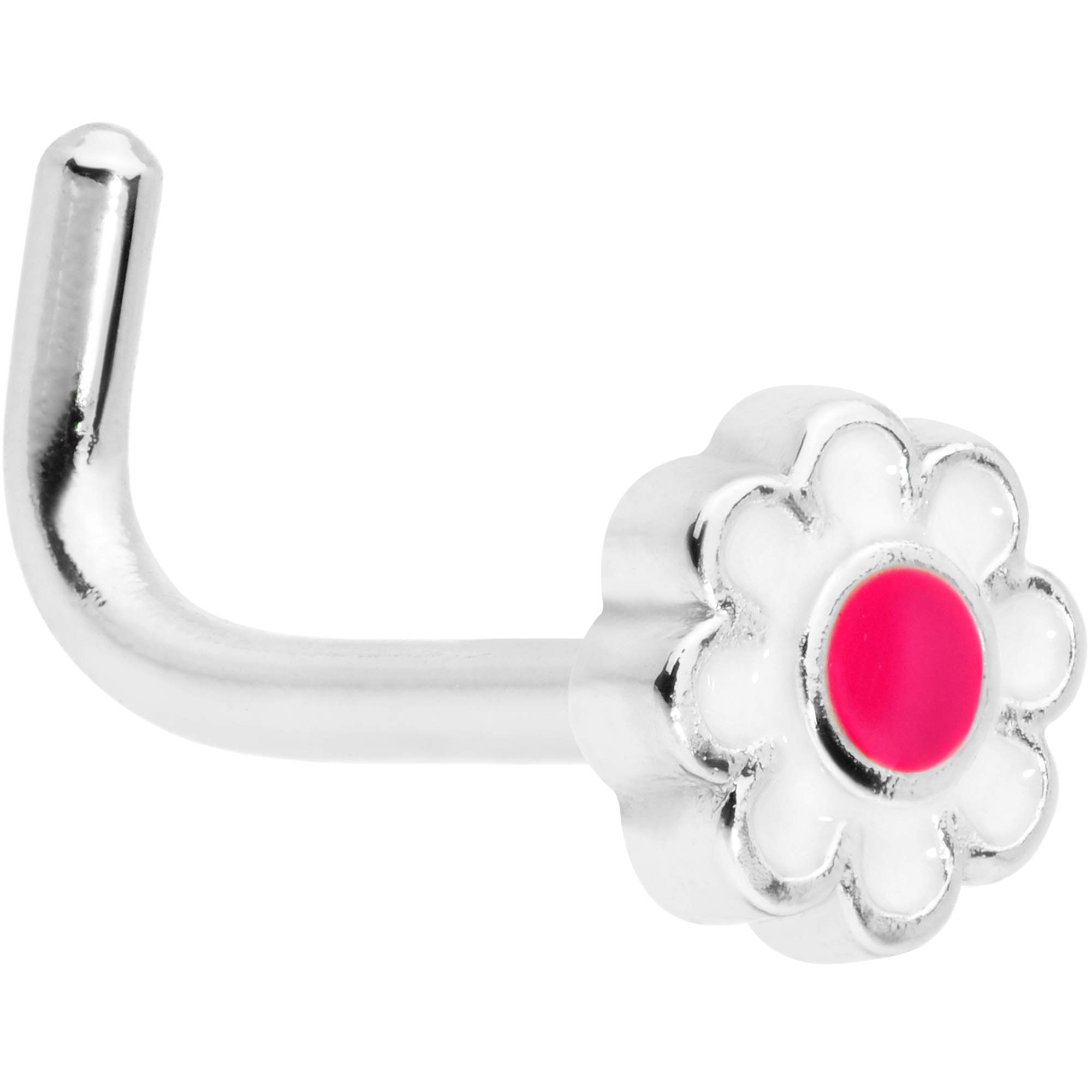 Body Candy Women's 316L Stainless Steel L-Shaped Nose Ring - Spring Flower Nose Stud Body Piercing Jewelry (5/16