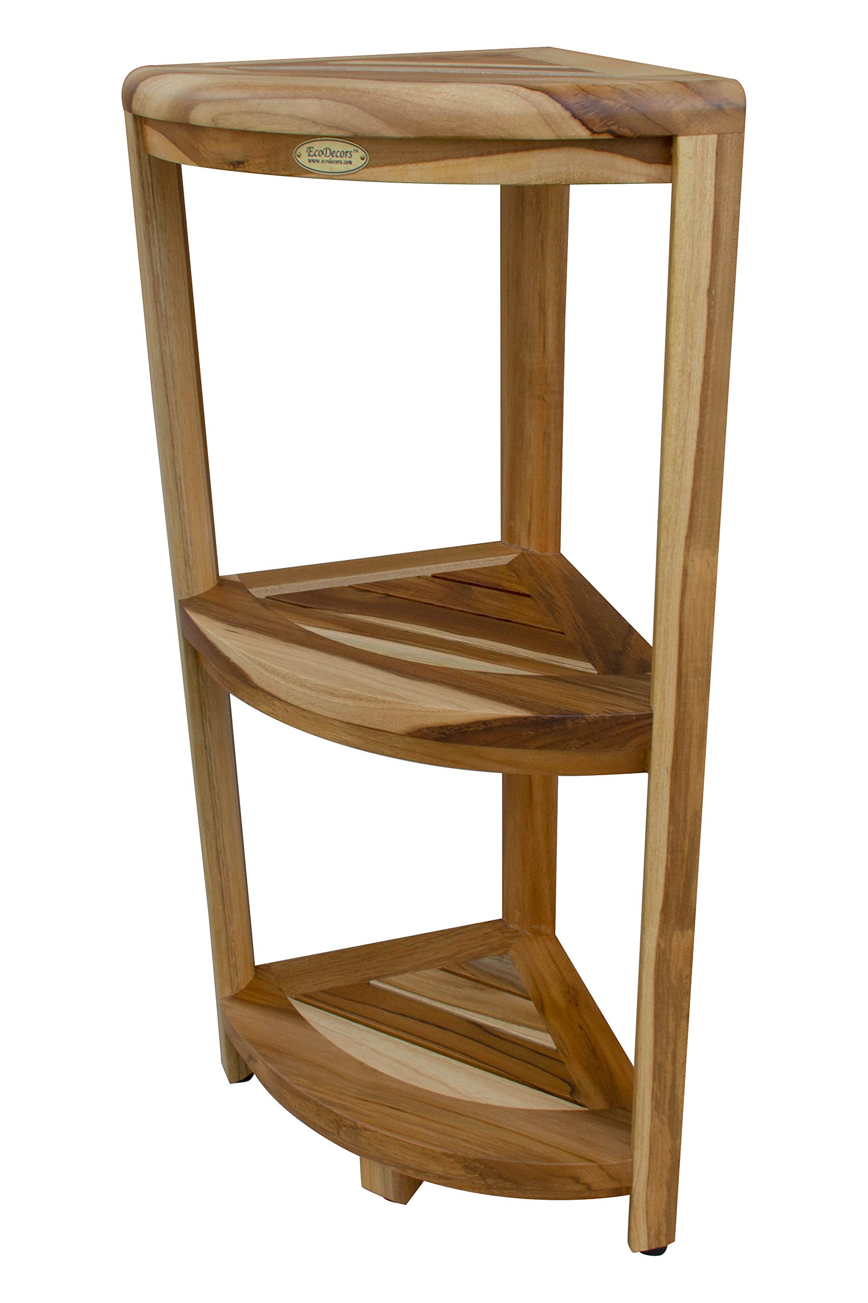 Premium Teak Wood Shower Bench - 3-Tier Waterproof Bathroom Stool with Storage | Non-Slip Spa Seat for Elderly Safety | Organize Shampoo, Soap & Bath Accessories | Perfect for Small Bathrooms & Walk-In Showers