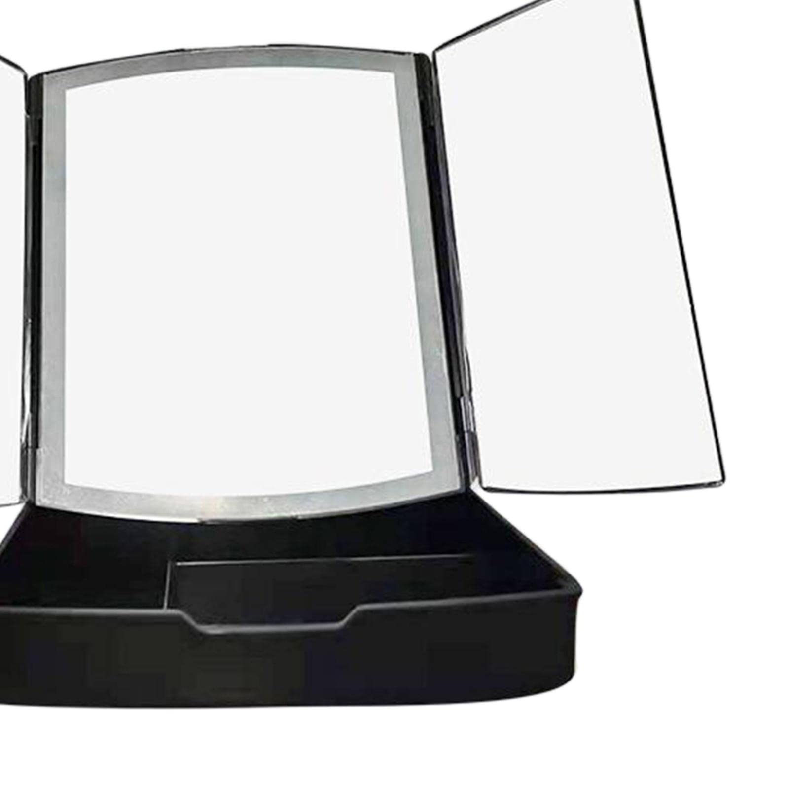 Losa LED Makeup Mirror with Touch Screen Dimming - Black Vanity Mirror with Built-in Makeup Tray for Dressing Table, Bathroom & Bedroom Makeup Application