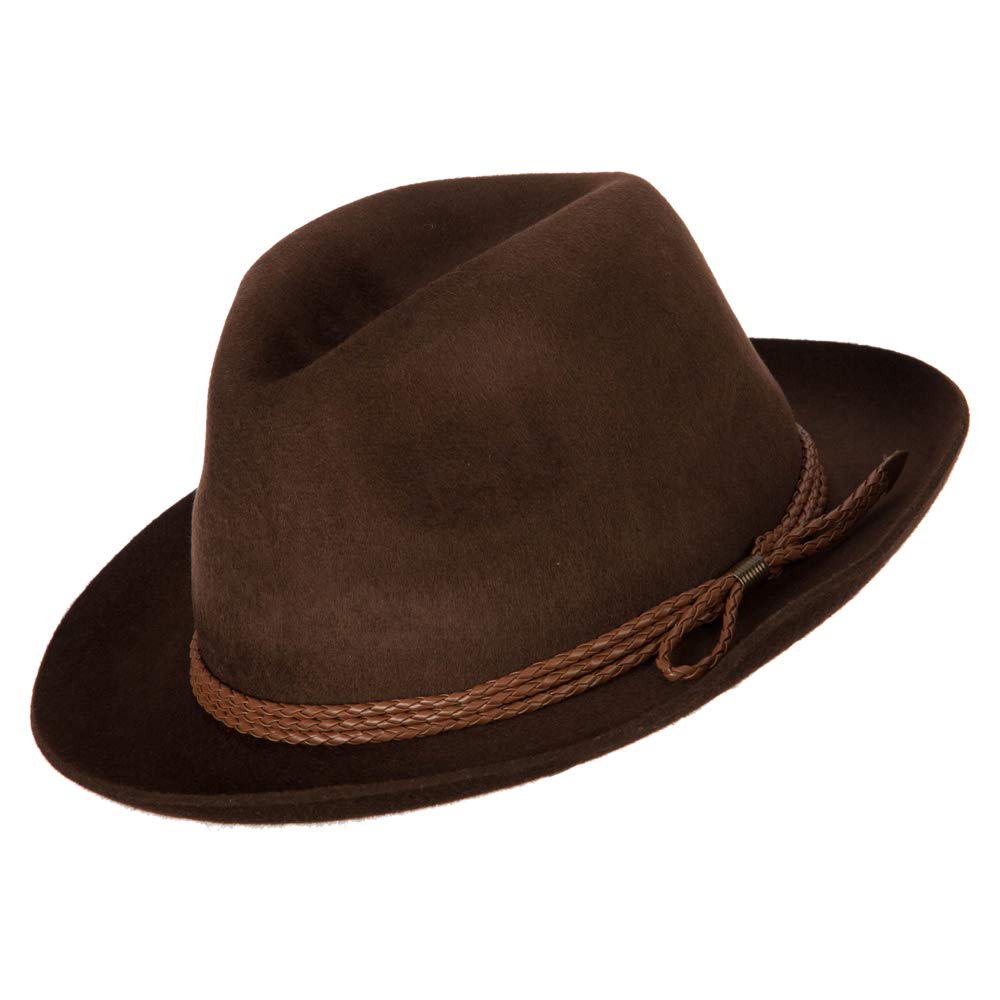Jeanne Simmons Unisex Braided Leatherette Band Wool Felt Fedora Hat - Stylish Pinched Crown Design for Men & Women - Perfect for Outdoor Events, Weddings & Fashion Accessories