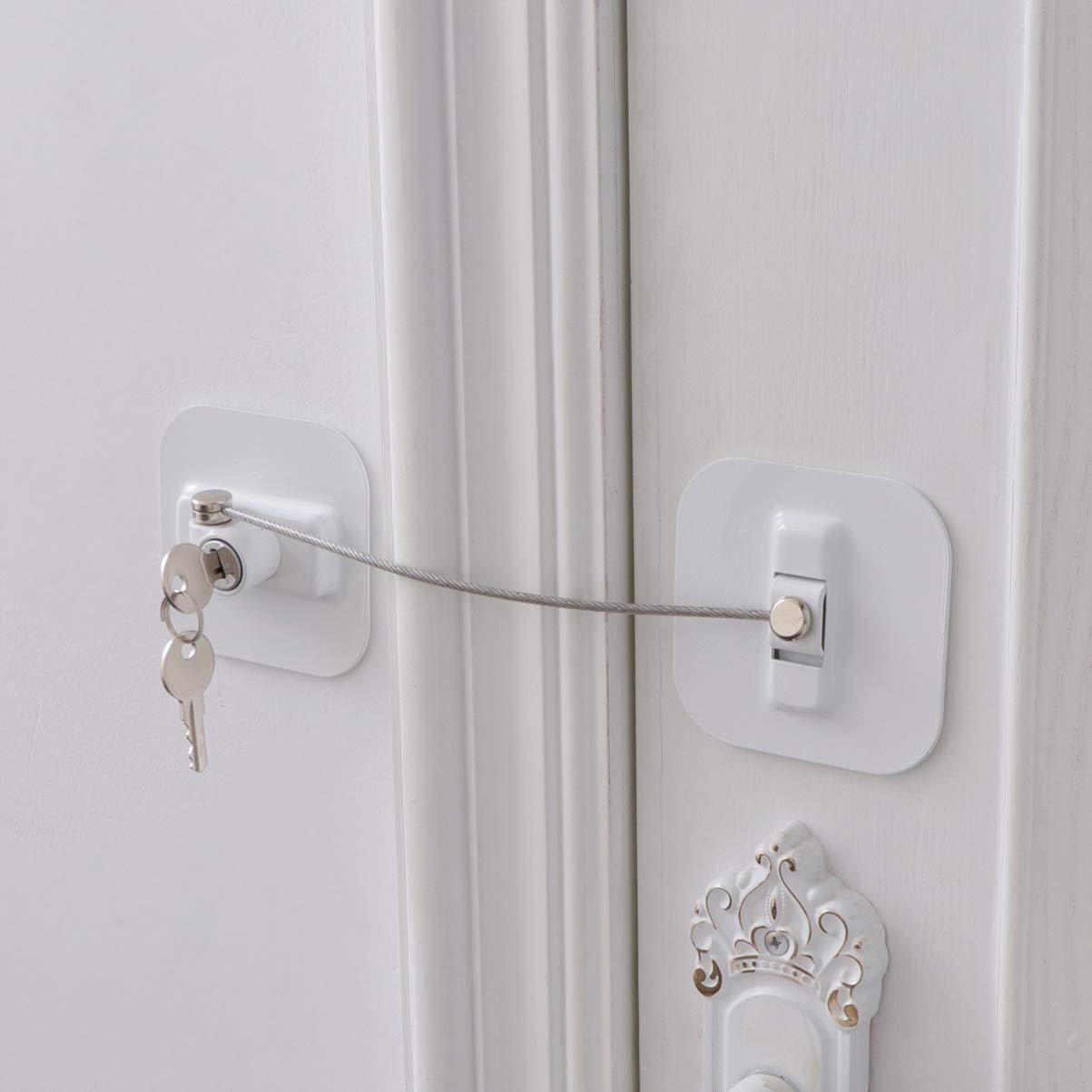DOITOOL Child Safety Fridge Lock - 1pc White Window Lock for Kids & Adults - Secure Mini Fridge & Refrigerator Doors