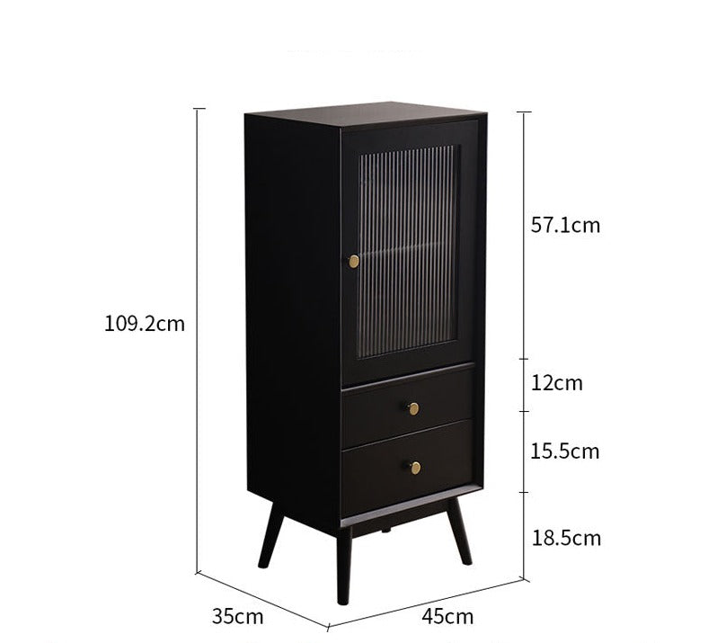 ELLEN SWEDEN Scandinavian Glass Display Bookcase - Solid Hardwood Bookshelf for Living Room, Office & Library - Modern Book Storage & Home Decor