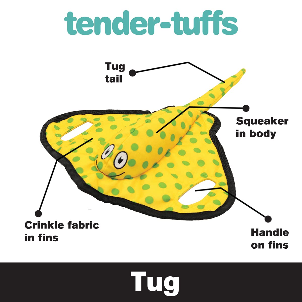 SmartPetLove Snuggle Puppy Tender-Tuffs Plush Dog Toys for Tug-of-War - Durable Yellow Stingray & Large Red Lobster Squeaky Marine Animal Chew Toys | Interactive Play for Puppies & Adult Dogs | Perfect for Training, Bonding & Indoor/Outdoor Playtime