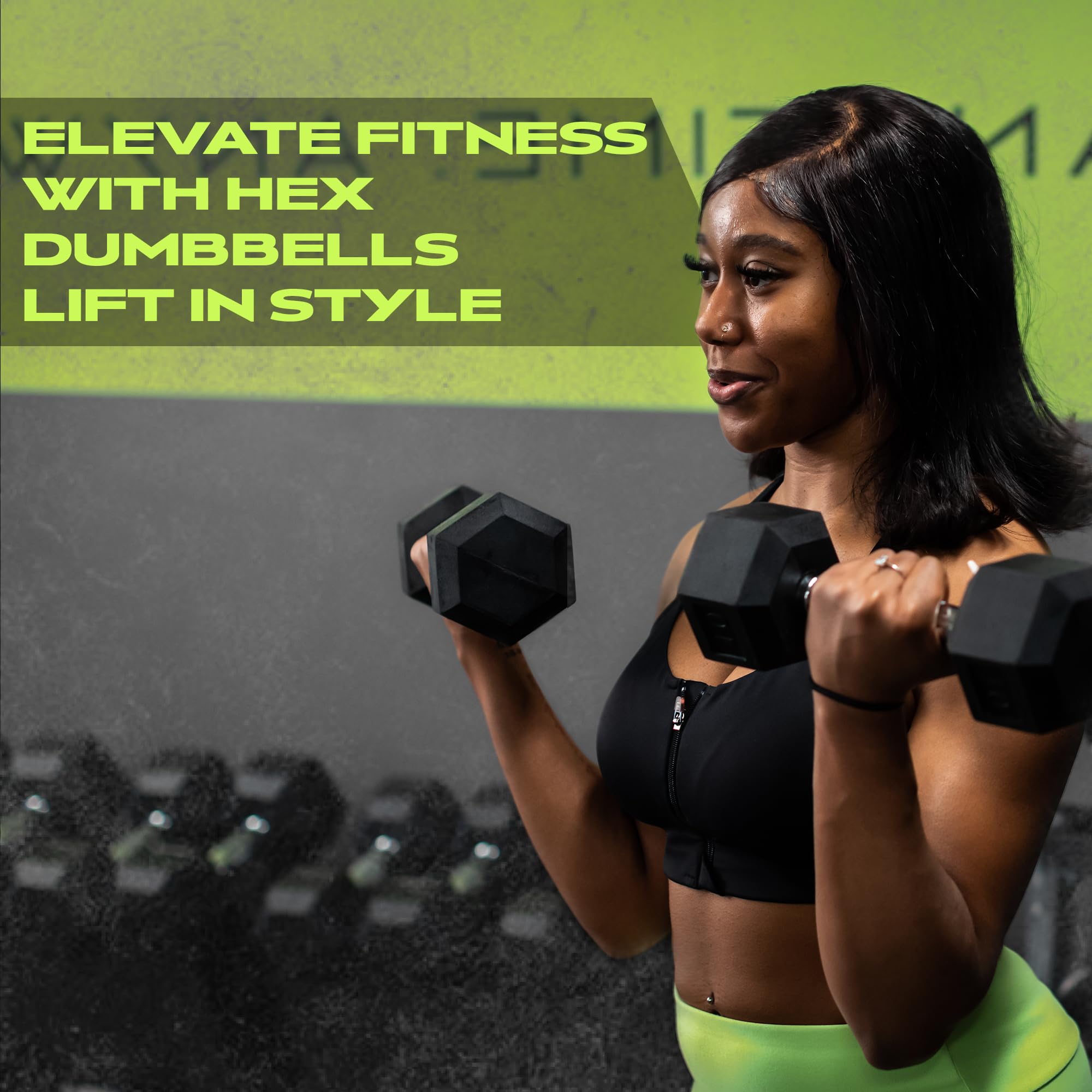 No-Roll Rubber Coated Dumbbells with Knurled Steel Handle - 10-60lbs for Home Gym Strength Training - Perfect for Weightlifting, CrossFit & Fitness Workouts