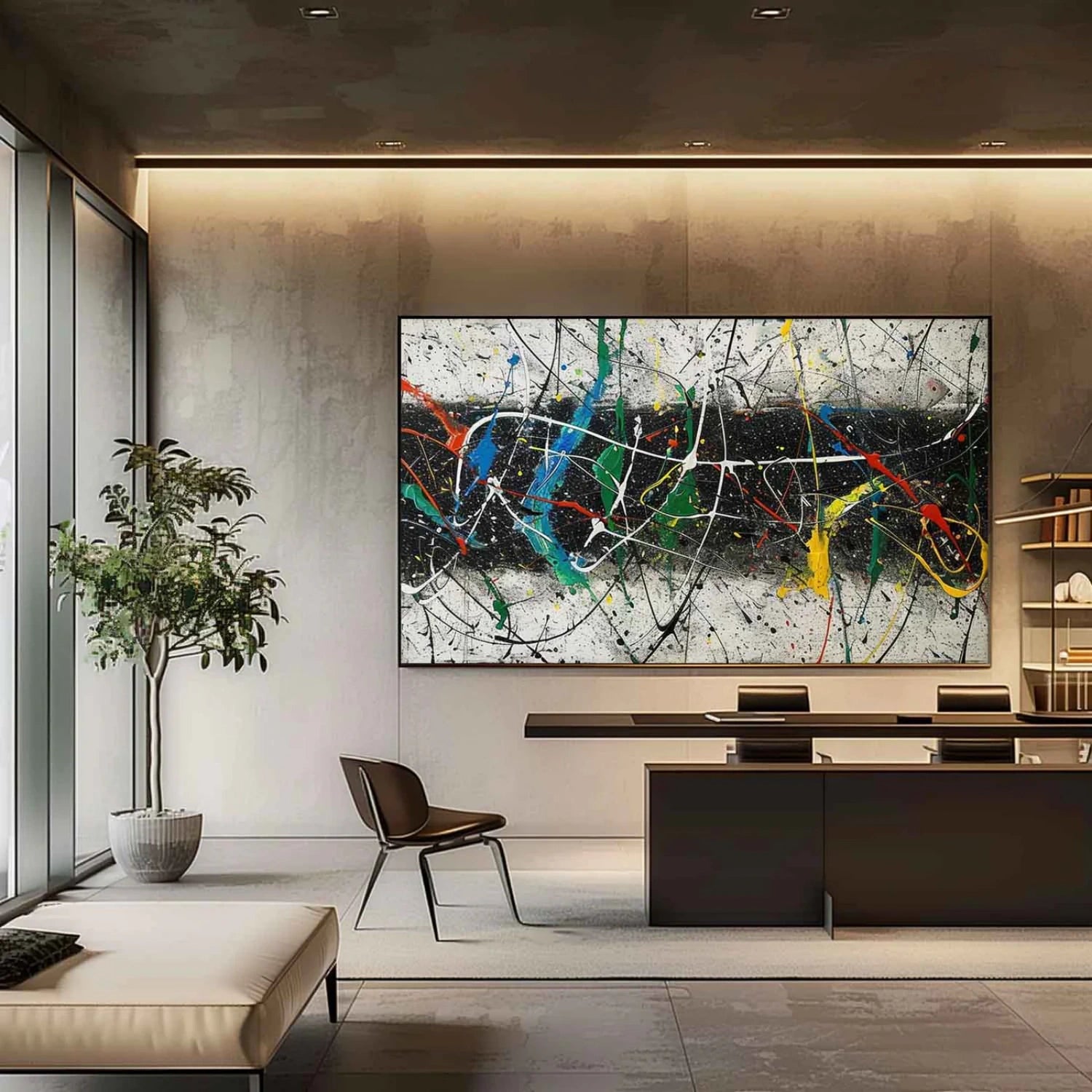 Pollock Art #JP010 - Abstract Drip Painting Inspired by Jackson Pollock - Perfect for Modern Home Decor & Office Wall Art