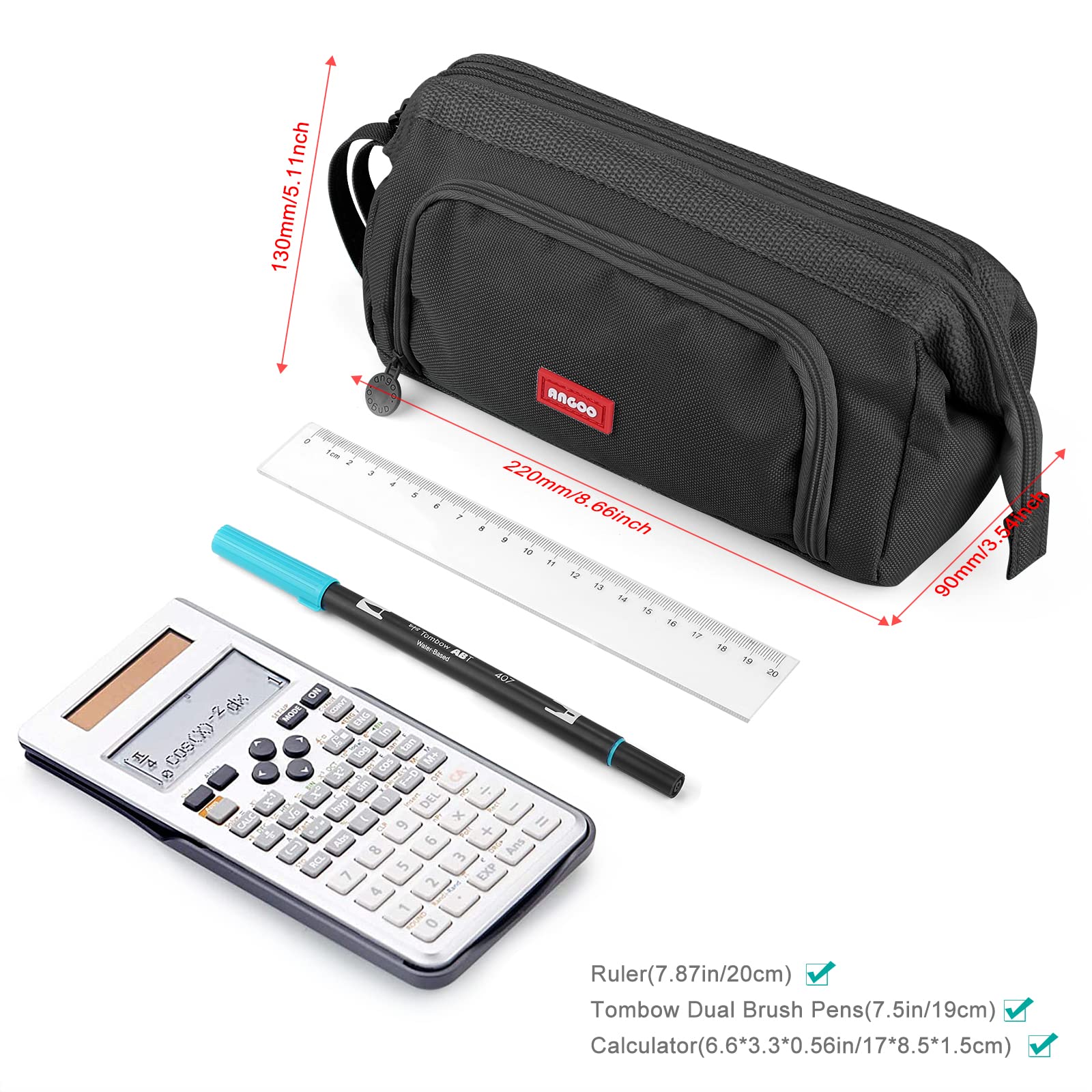 Mamowla Large Pencil Case for Girls & Women - Extra Big Zippered School Pouch with Smooth Zipper, Durable Stationery Organizer for Teens (Black) - Perfect for School, College, Office & Travel Organization
