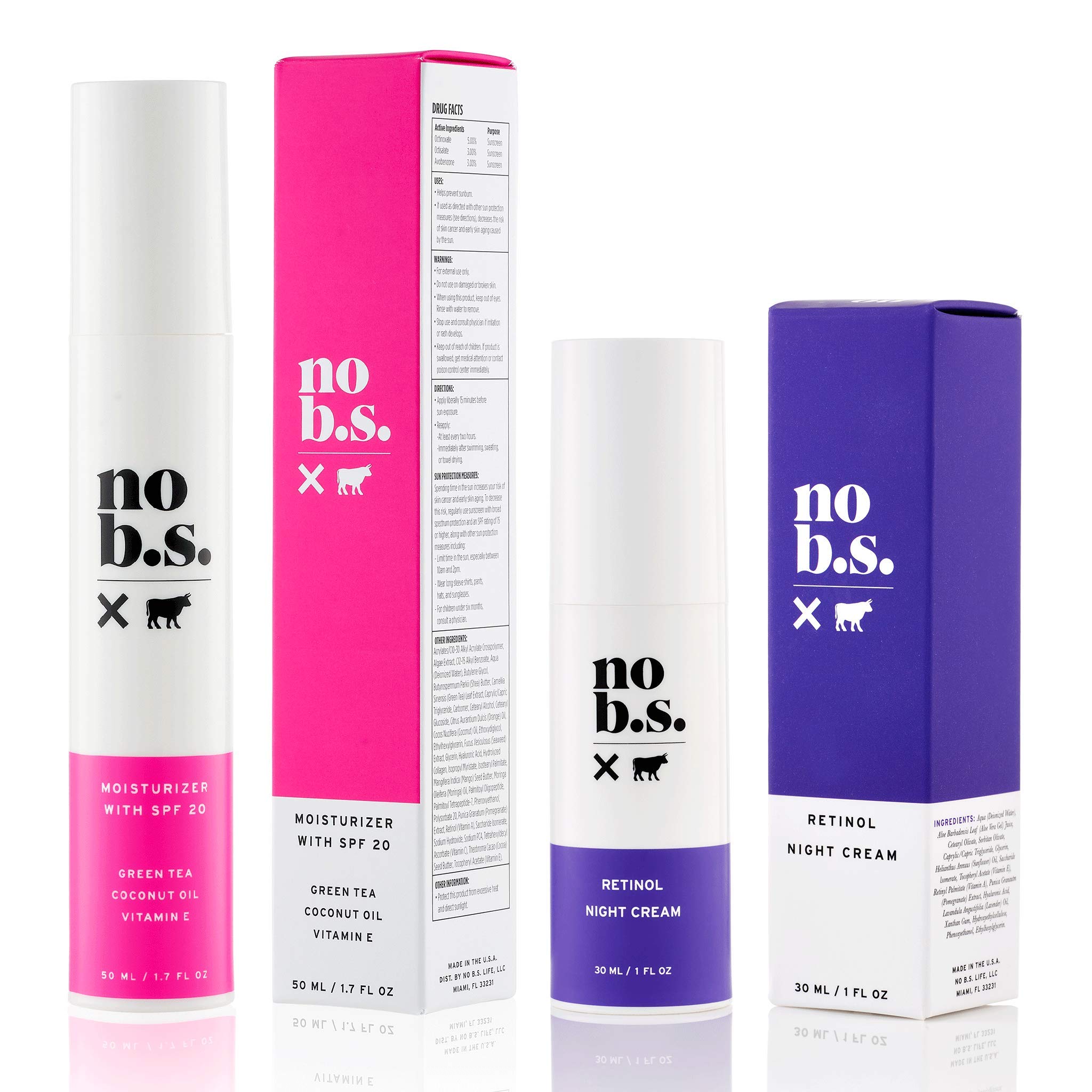 No Bad Stuff - Protect + Correct Duo: Daytime Face Moisturizer with SPF 20 & Nighttime Cream for Hydration & Redness Relief (2.7 oz) - Perfect for Dry, Sensitive Skin Care Routine
