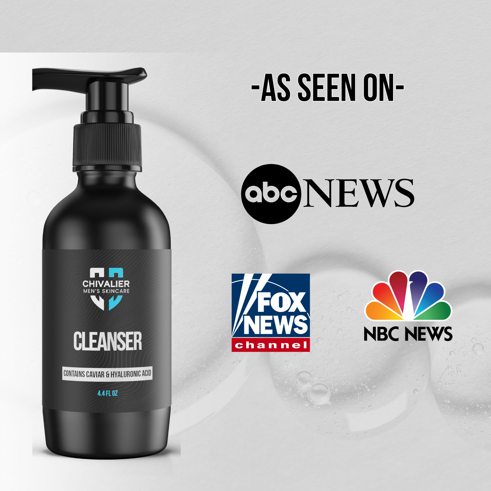 Premium Men's Facial Cleanser with Caviar Extract & Hyaluronic Acid - Deep Cleansing Beard Wash & Anti-Aging Skin Care for Men - Ideal for Daily Face Wash Routine & Pre-Shave Preparation