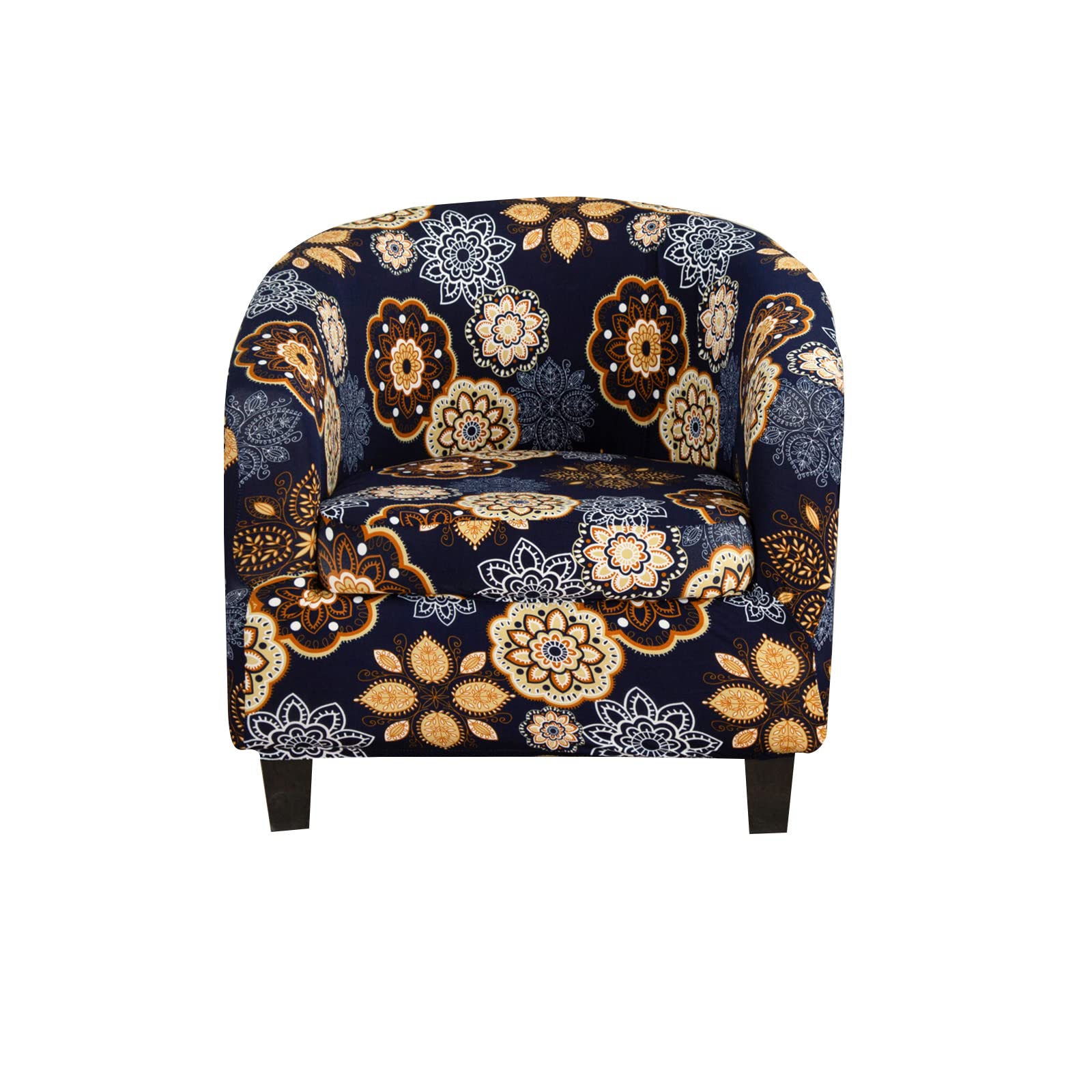 KRFOONN 2-Piece Stretch Printed Round Barrel Chair Slipcover - Removable Elastic Bottom Furniture Protector Cover for Living Room, Bedroom & Office (Color 29) - Soft Fabric Chair Cover for Home Decor & Pet Protection