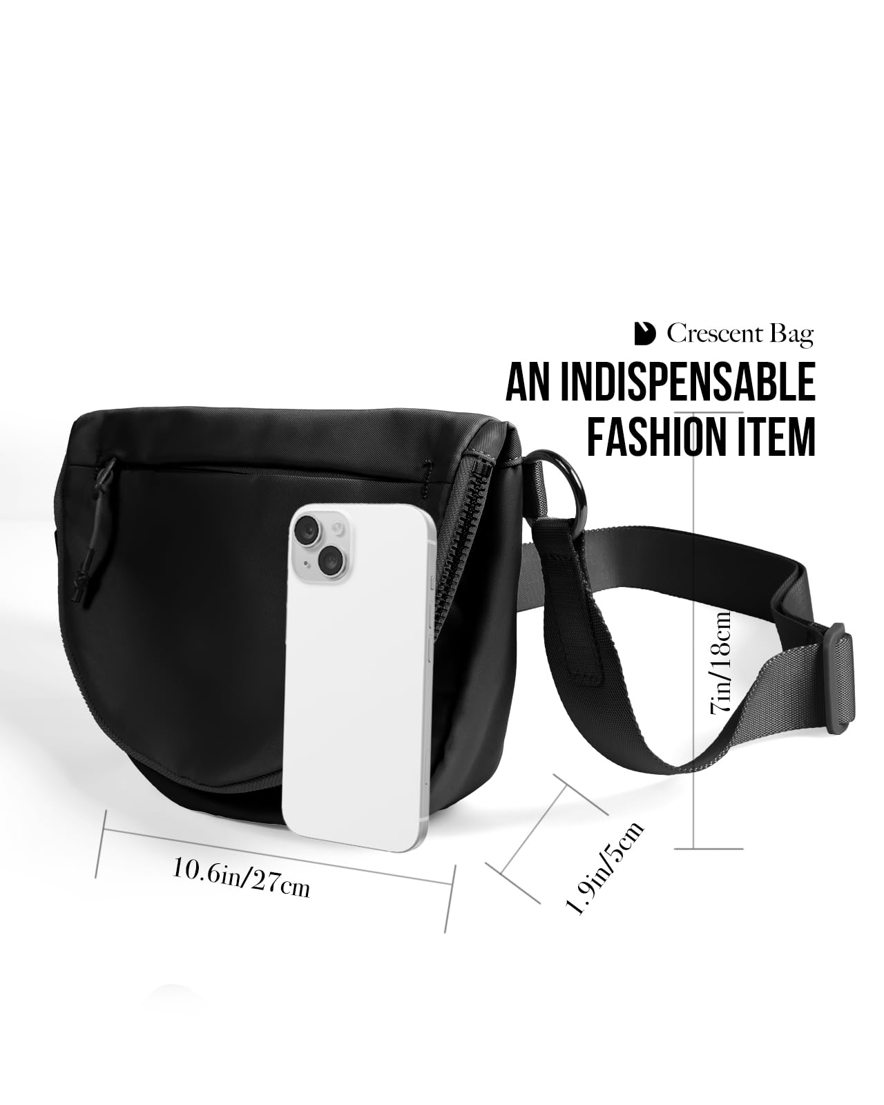 Stylish Unisex Nylon Crescent Moon Shoulder Bag - Adjustable Strap Foldable Crossbody Purse for Women & Men | Perfect for Travel, Shopping & Everyday Use