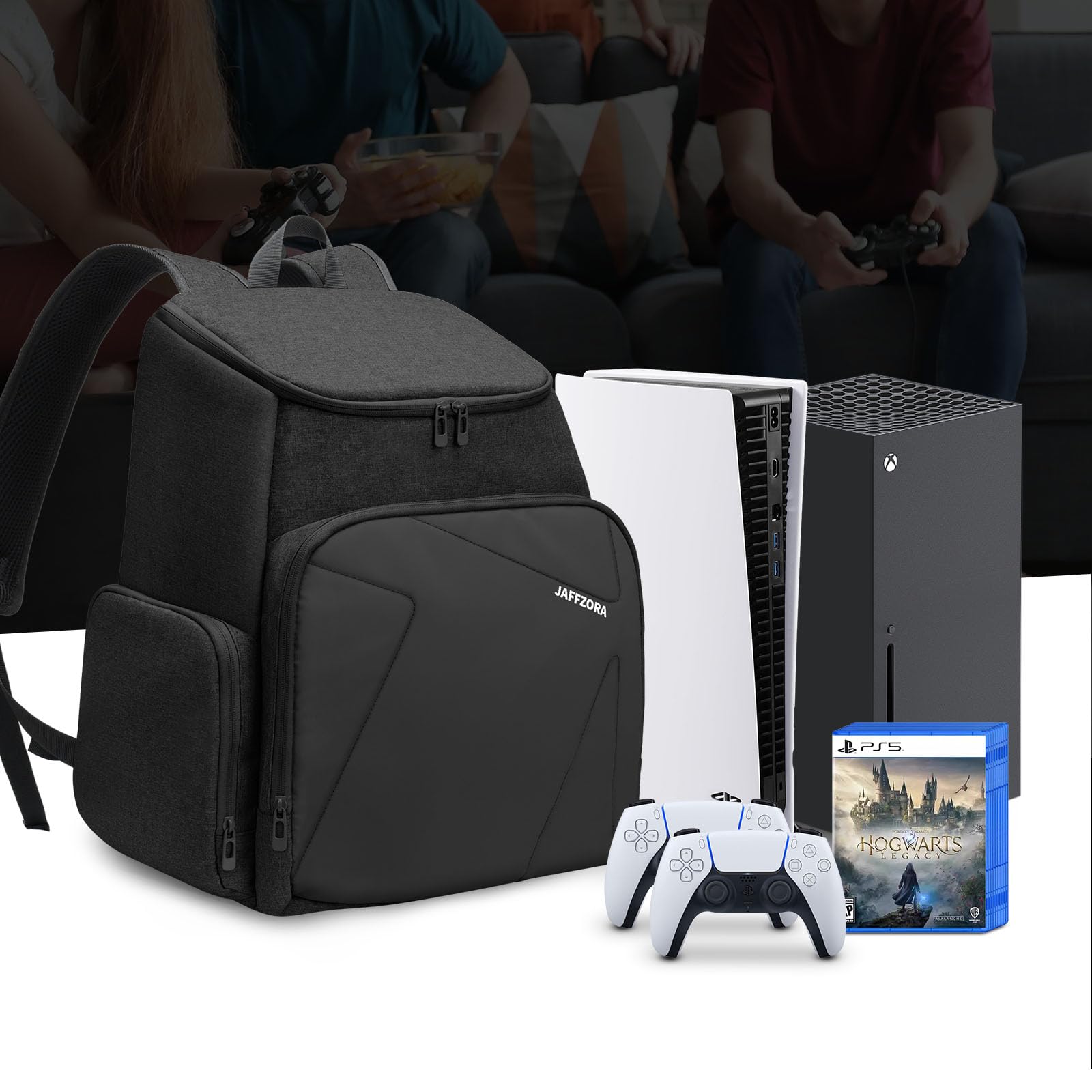 PS5/PS4/Xbox One Travel Backpack - Waterproof Gaming Laptop Bag with Padded Compartment for 15.6