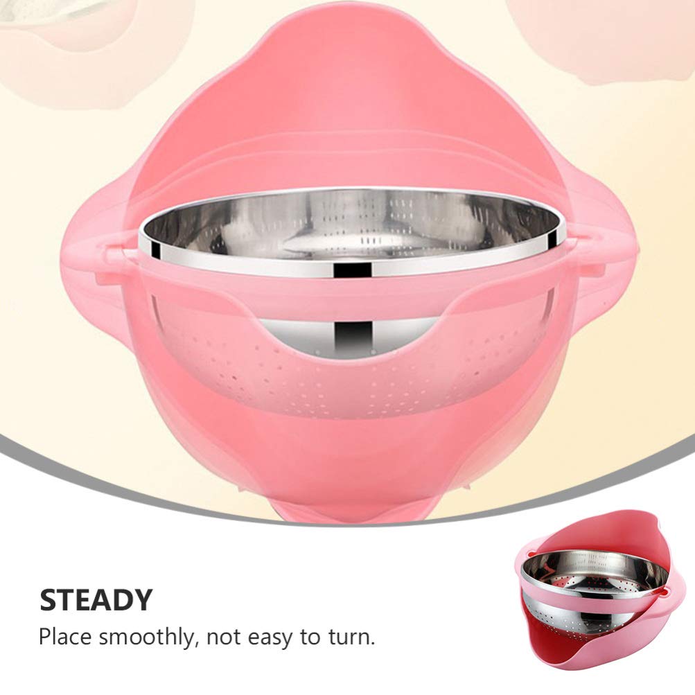 Premium Stainless Steel & Plastic Rice Washing Colander - Kitchen Strainer Bowl for Draining Rice, Fruits & Vegetables | Ideal for Cooking, Meal Prep & Healthy Eating