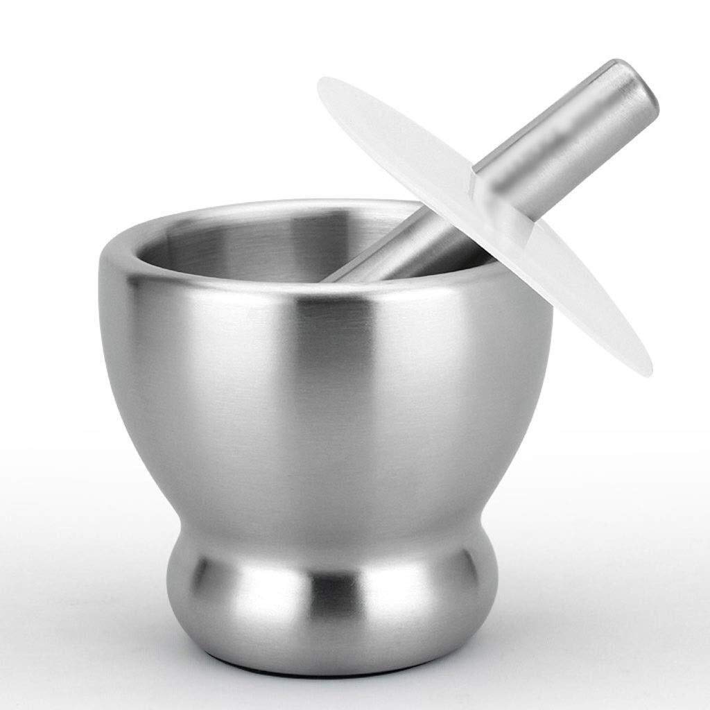 Stainless Steel Mortar and Pestle Set - 304 Brushed Metal Spice Grinder & Herb Crusher - Food Safe Pill Crusher, Pesto Maker & Powder Grinder for Kitchen Cooking - Perfect for Grinding Spices, Herbs, and Making Pesto