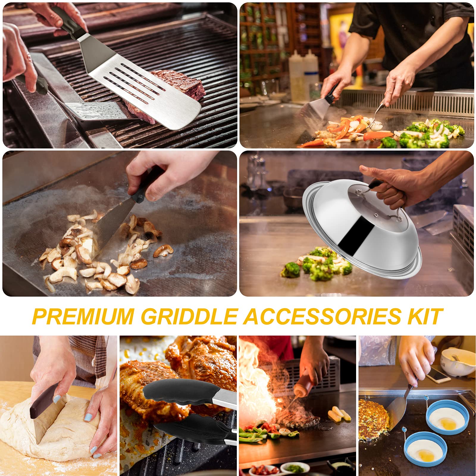 Blackstone Griddle Accessories Set - Flat Top Griddle Scraper Tool with Melting Dome for Camp Chef & Outdoor Cooking | Perfect for Backyard BBQs, Tailgating & Camping Trips