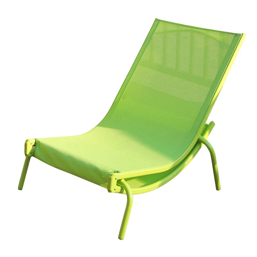 AXDWFD Folding Lounge Chair - Outdoor Wrought Iron Leisure Chair for Patio, Balcony, Beach & Pool - Portable Blue/Green Sun Lounger (35.7x24.2in) - Perfect for Relaxing in Backyard, Seaside or Garden