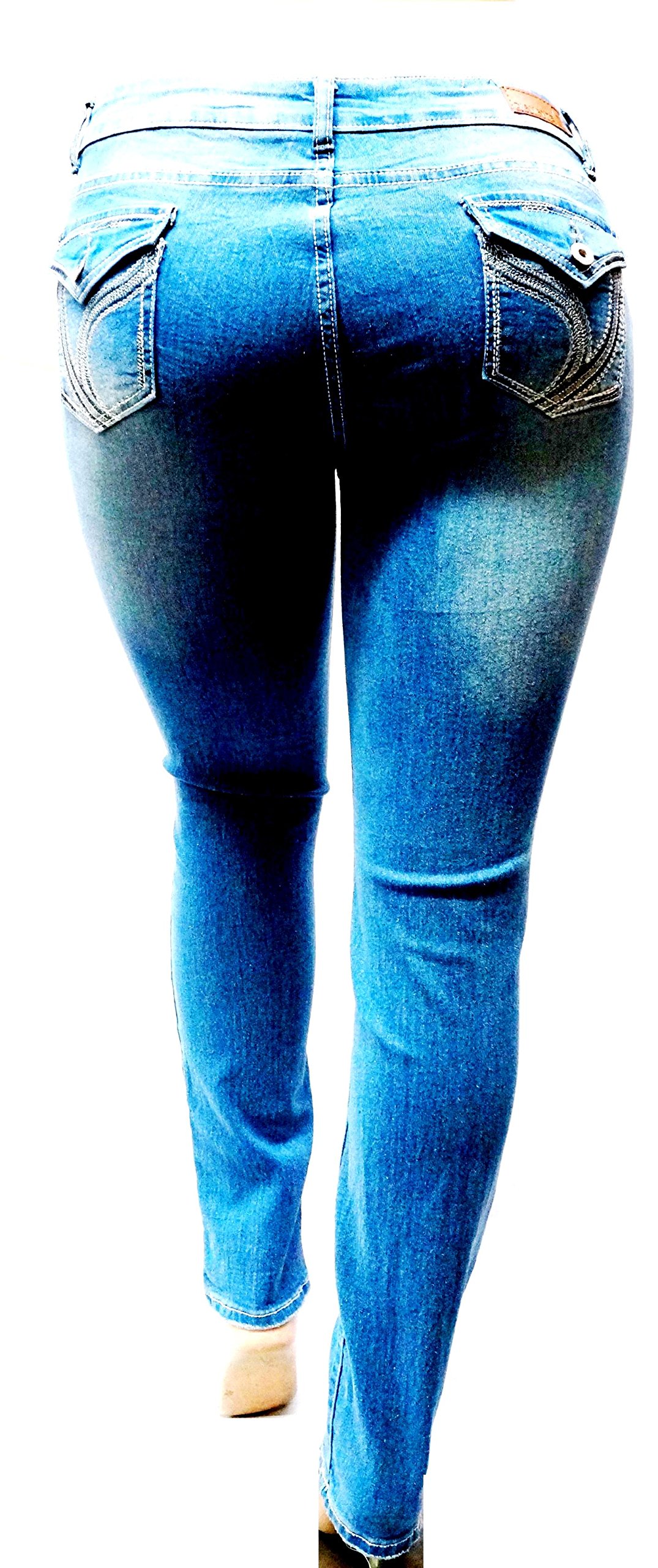 Premium Distressed Blue Denim Jeans for Women - Plus Size Skinny Leg Stretch Comfort Fit (Casual Wear, Night Out, Office Chic)