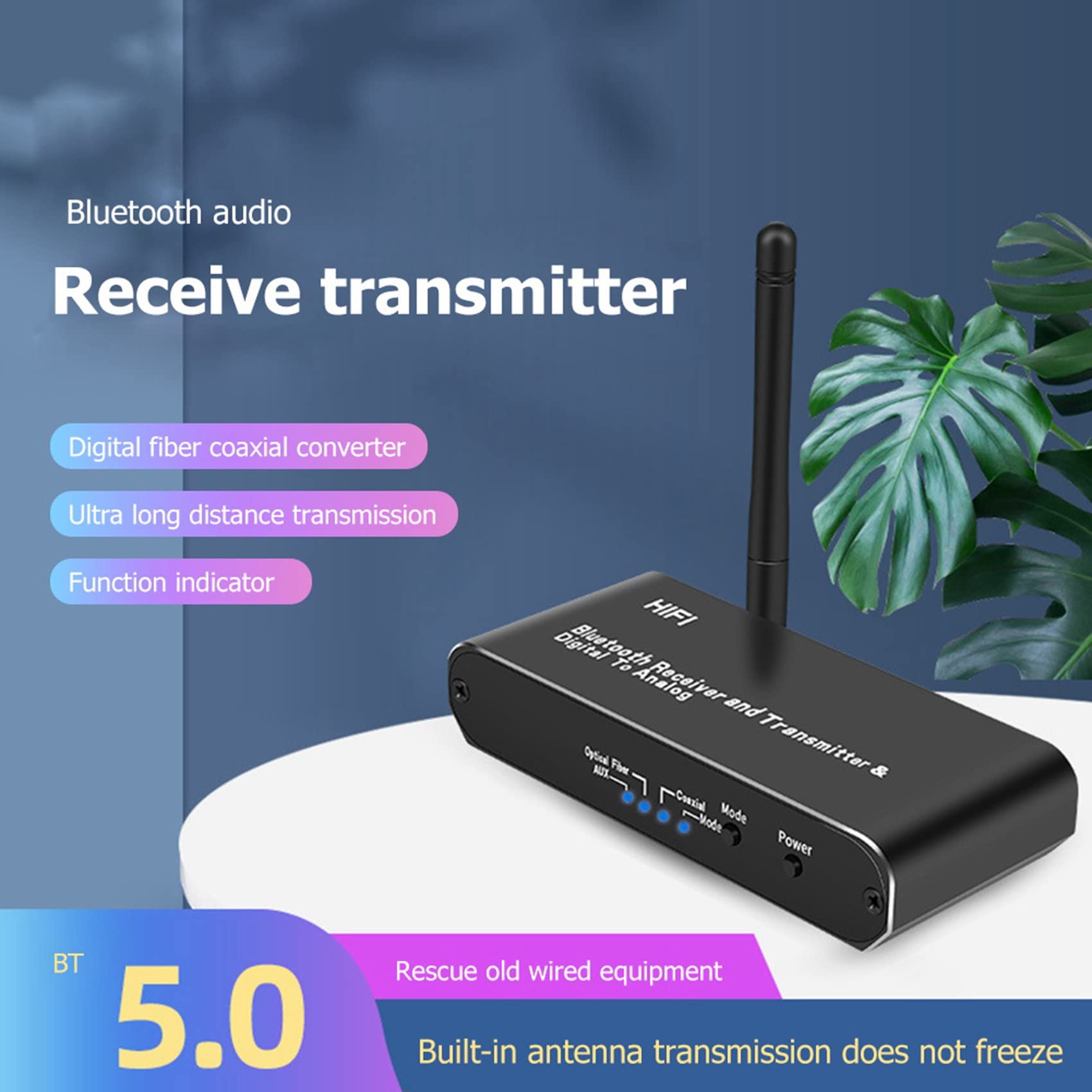 Gathukila Digital Audio Converter - Bluetooth 5.0 Receiver & Transmitter with Coaxial/Optical/AUX - Wireless Audio Adapter for Home Theater, Car Stereo, and Gaming Systems