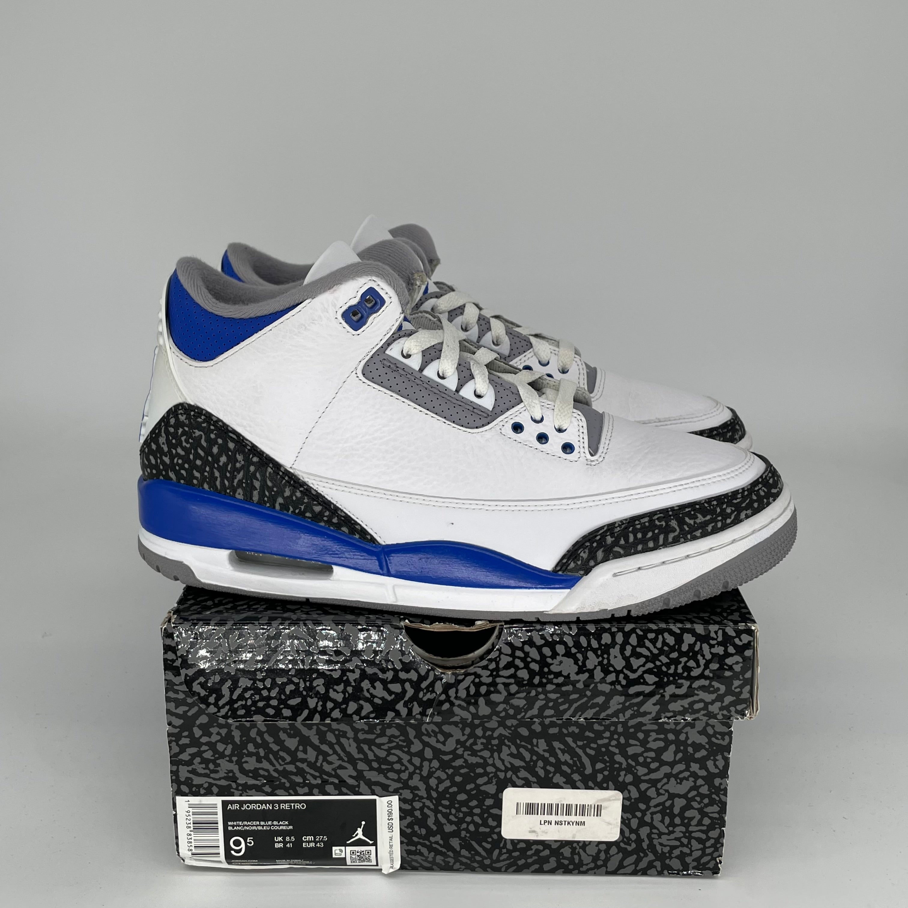 AIR JORDAN 3 RACER BLUE Men's Basketball Shoes - Size 9.5 (CT8532-145) - Retro Sneakers for Running, Gym & Streetwear Fashion