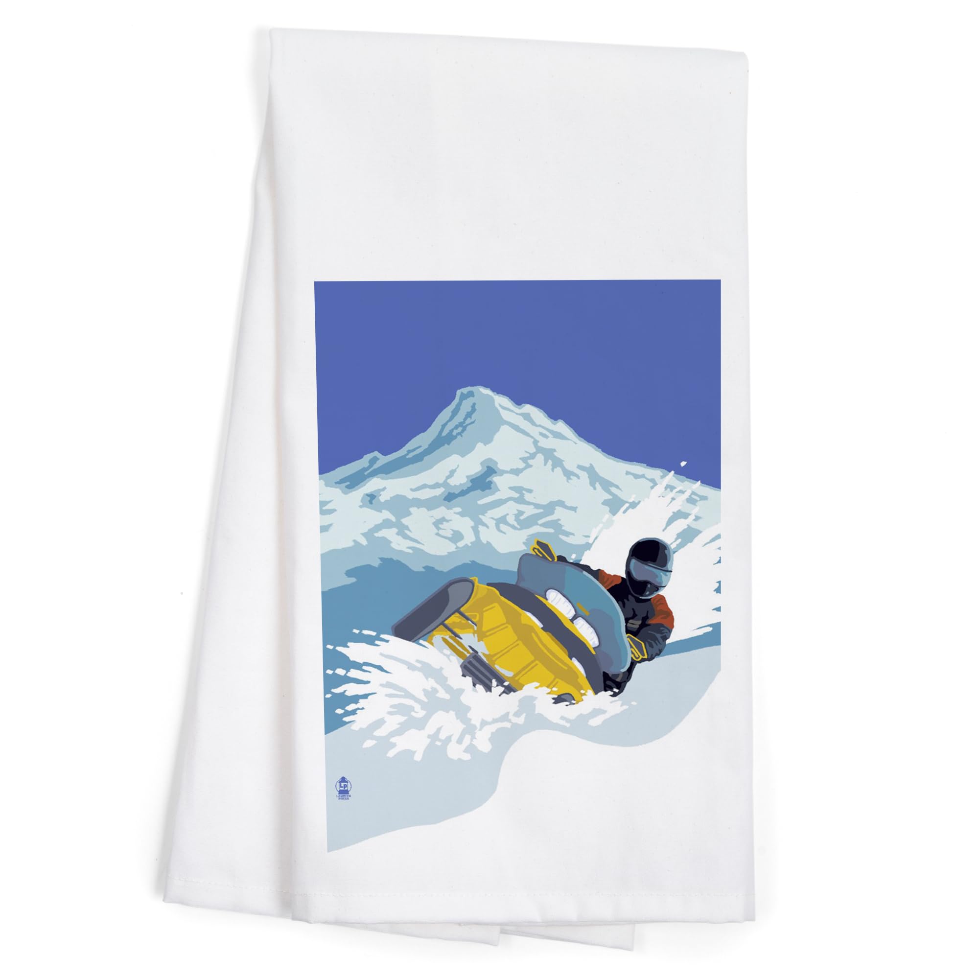 Lantern Press Snowmobile 100% Cotton Tea Towel - Decorative Hand Towel for Kitchen & Home Decor - Perfect for Drying Dishes, Gift Giving & Farmhouse Style