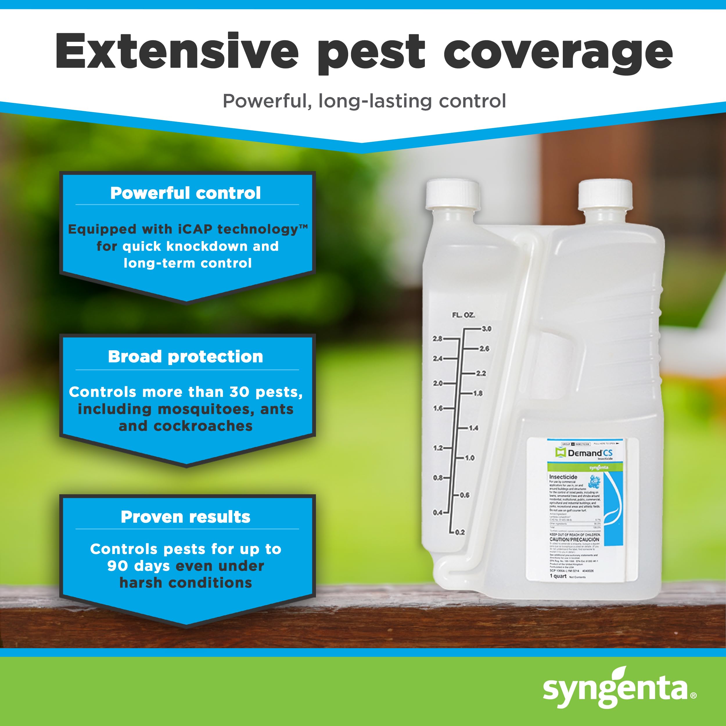 **Demand CS Insecticide with iCAP Technology - 1 Quart Long-Lasting Pest Control Spray for Indoor & Outdoor Use | Kills Over 30 Pests | Ideal for Homes, Gardens & Commercial Spaces**