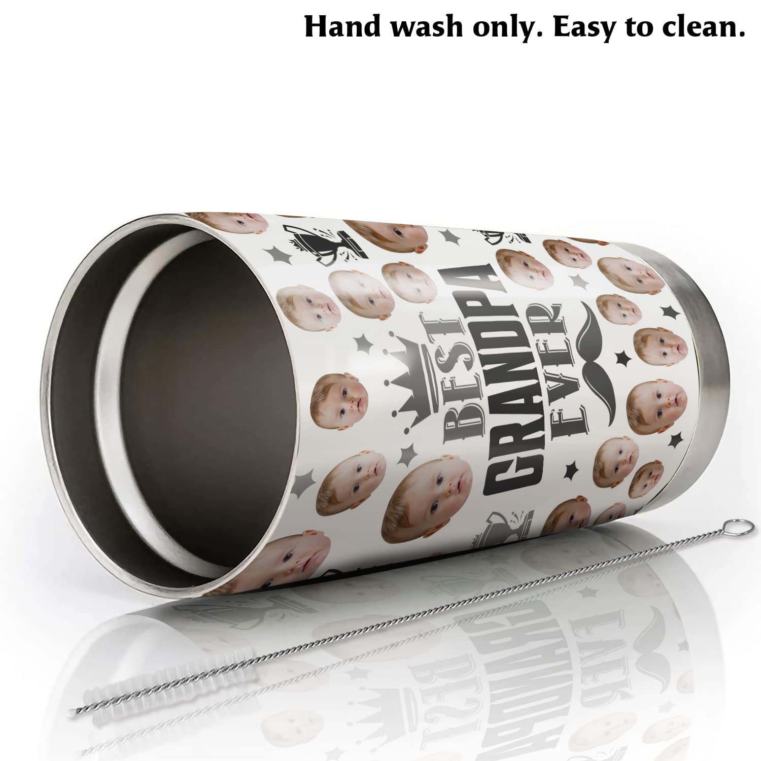 Best Grandpa Ever Mug - Personalized Stainless Steel Tumbler 20oz | Custom Engraved First Time Grandpa Gift for Christmas, Birthday & Father's Day | Insulated Cup for Hot/Cold Drinks - Perfect Gift from Grandkids