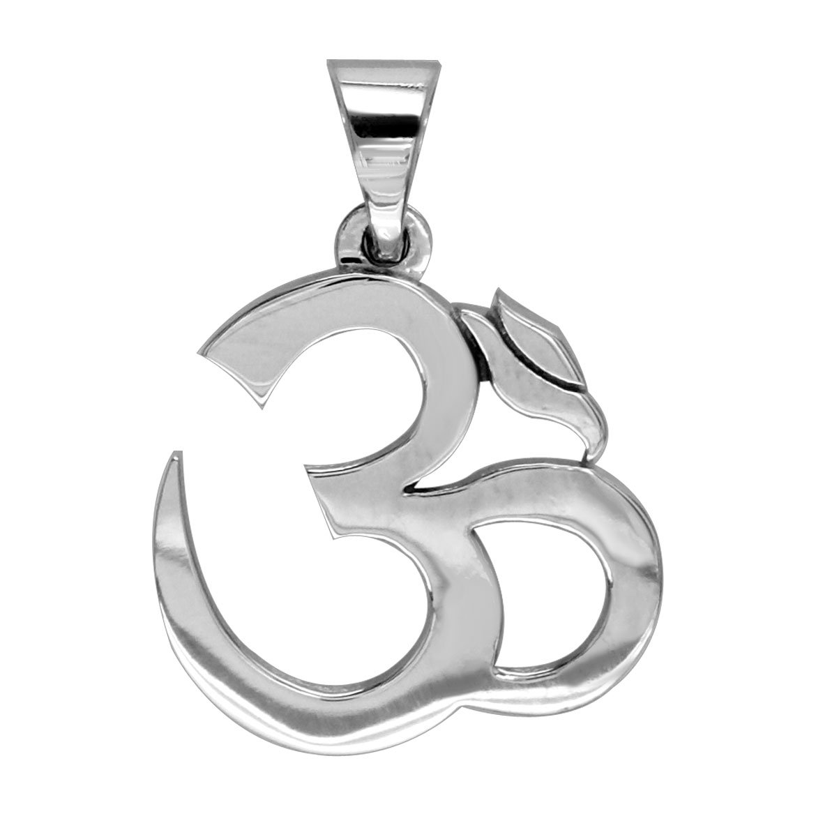 Extra Large 18K White Gold Classic Yoga Ohm Om Aum Charm Pendant - 26mm x 26mm - Perfect for Meditation, Yoga Practice & Spiritual Jewelry Gifts