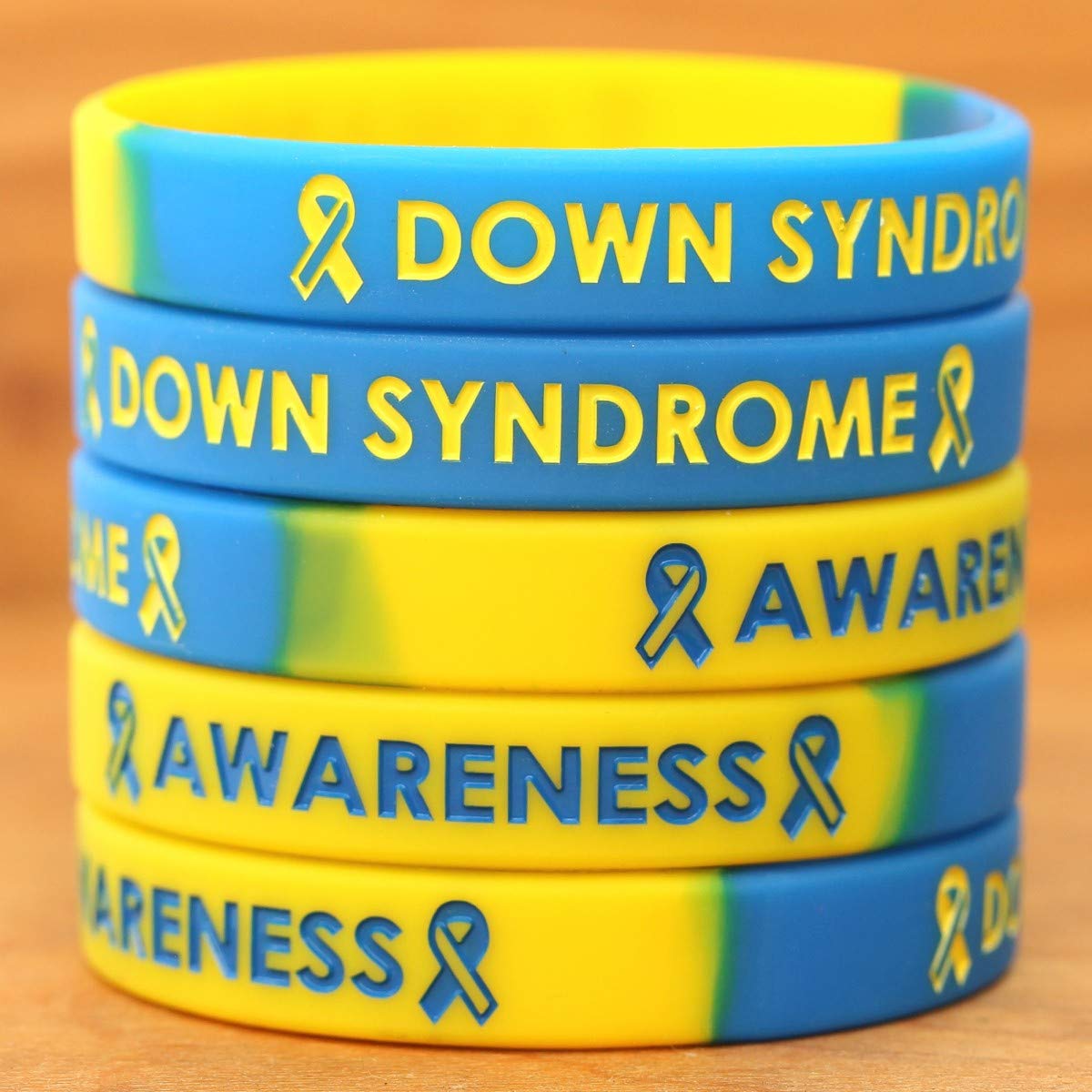 50 Pack Youth Down Syndrome Awareness Silicone Wristbands - Support & Awareness Bracelets for Kids & Teens - Fundraising, Charity Events & Everyday Wear