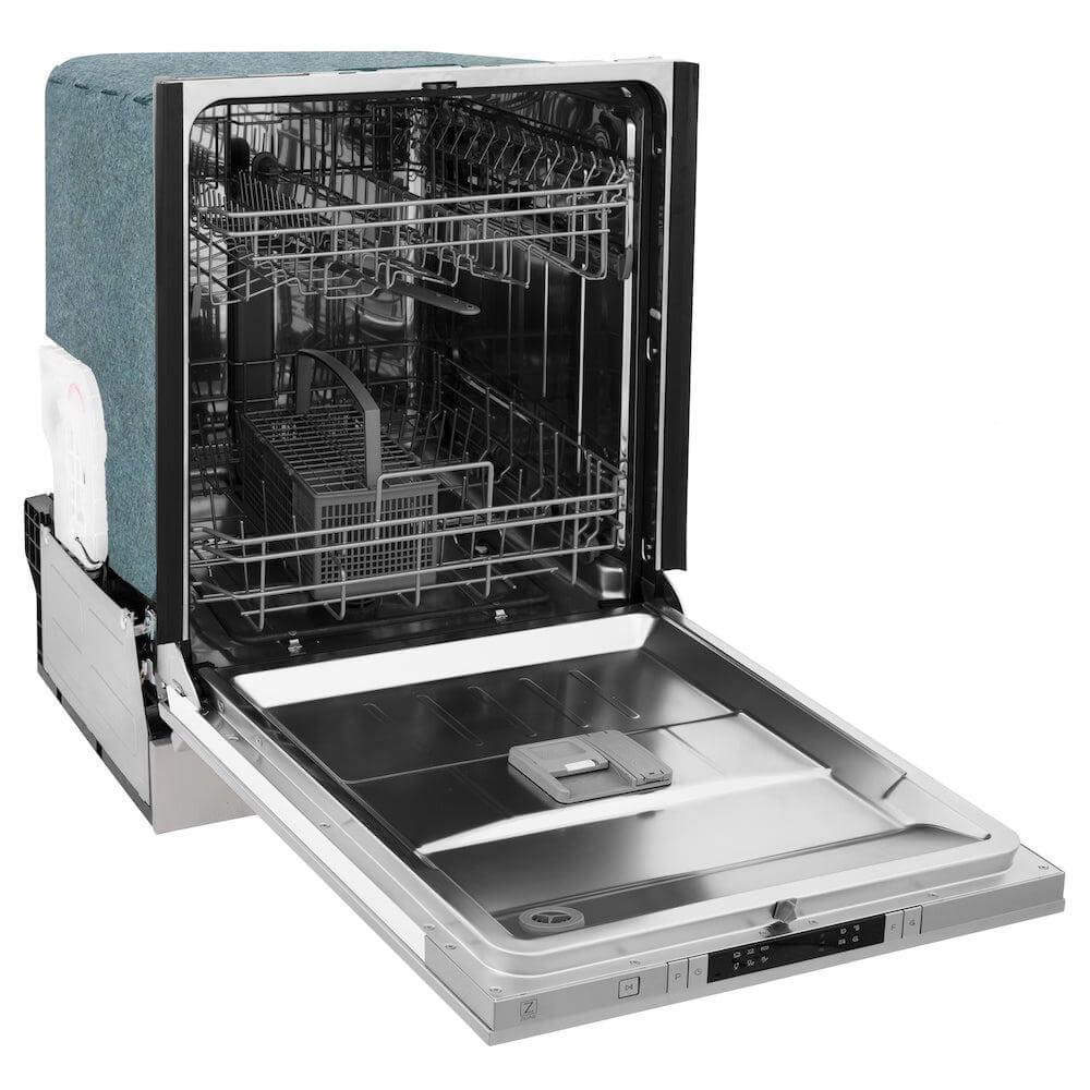 ZLINE 24 Inch Built-In Dishwasher - Stainless Steel Tub, Top Control Panel, Traditional Handle Design, Ultra Quiet 52dBa (Model DW 304 H 24) - Perfect for Modern Kitchens, Small Spaces & Energy-Efficient Homes