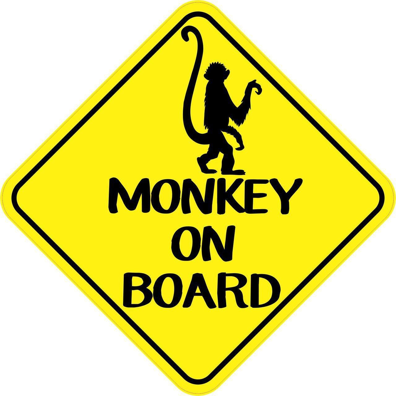 StickerTalk Monkey on Board Magnet - 6x6 Inch Funny Car Decal for Vehicles, Fridges & Office Use - Perfect for Road Trips, Gifts & Home Decor