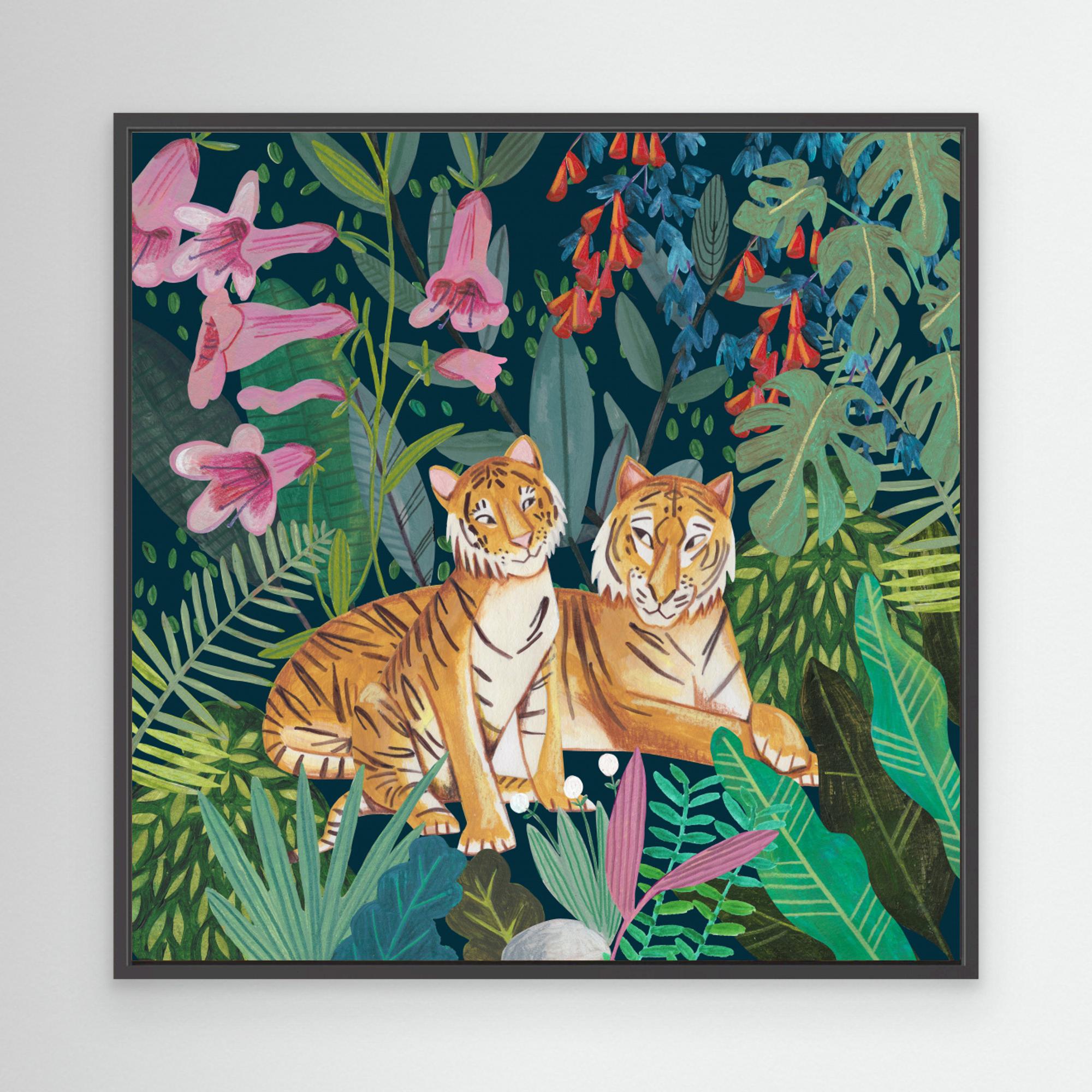 Stunning Tigers in the Jungle Canvas Print by Caroline Bonne Müller - Premium Wildlife Wall Art for Living Room, Bedroom & Office Decor