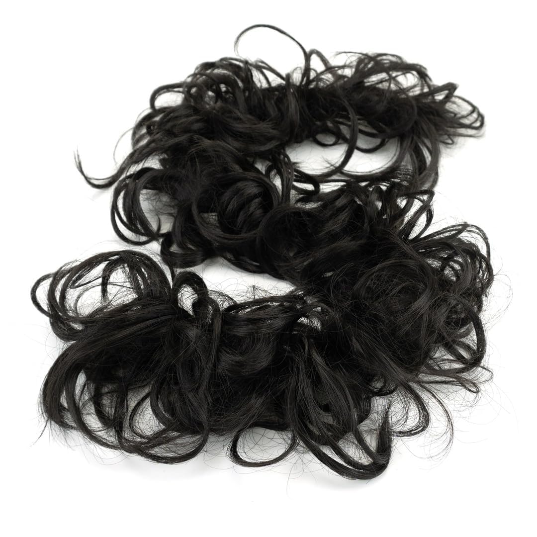 Majik Elastic Stretchable Curly Wavy Frill Hair Extensions for Juda Maker & Ponytails - Black Mix Color | Messy Boho Hairstyles for Parties, Weddings & Cosplay