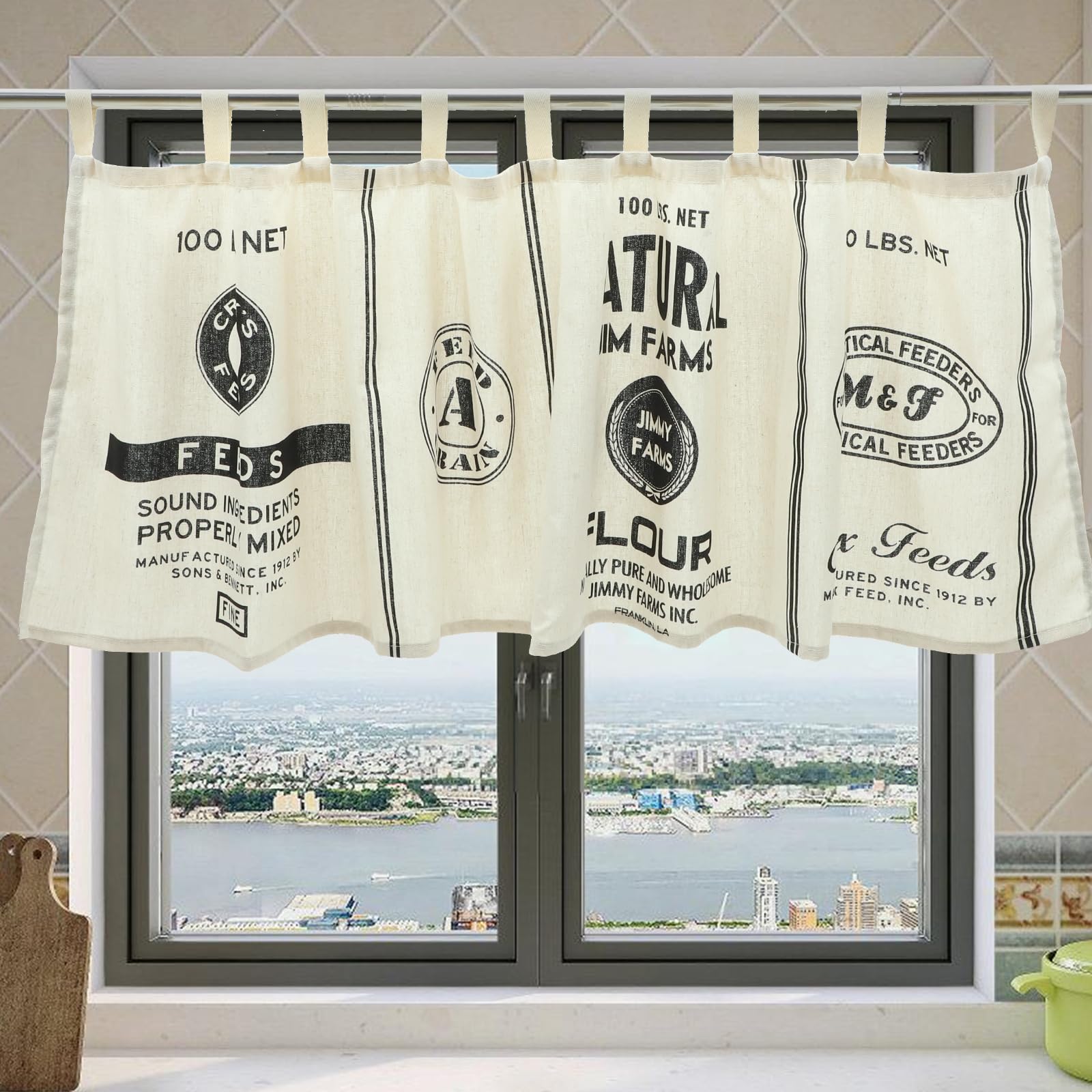 Vintage Cotton Short Kitchen Valance Curtains - Garneck Style Window Panel for Home Decor, Pasta Board & Kitchen Valances | Perfect for Farmhouse, Cottage & Rustic Kitchen Windows