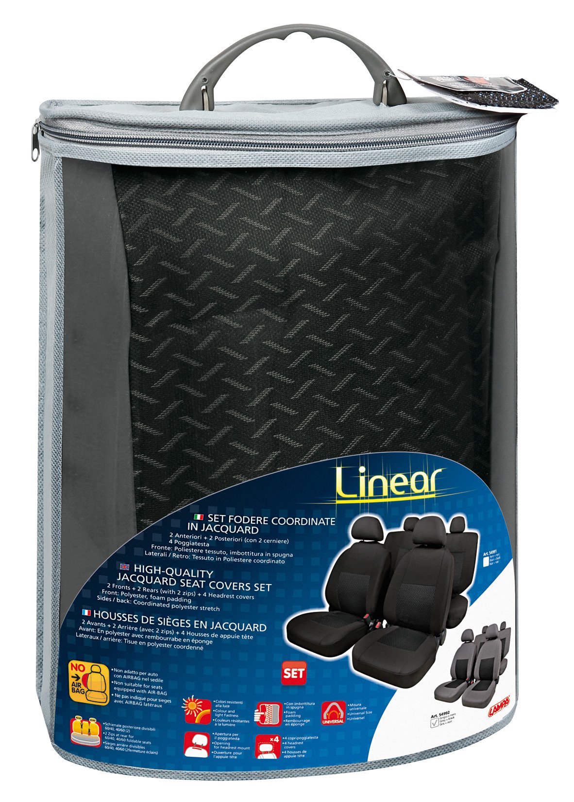 Premium 54992 Linear Set Car Seat Covers - Universal Fit for Cars, Trucks & SUVs - Waterproof & Anti-Slip Protection for Driving, Commuting & Road Trips