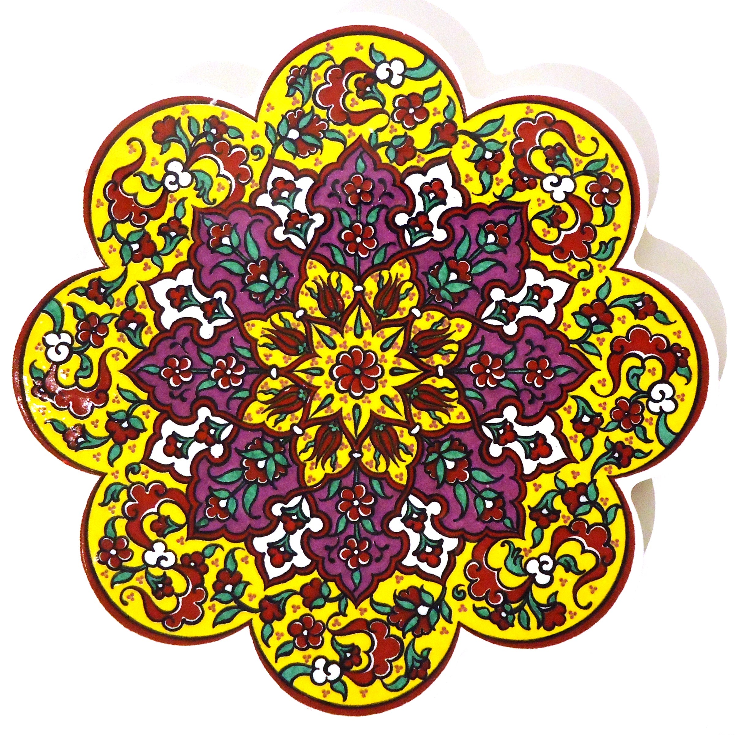 Yellow Scallop Ceramic Trivet - Heat Resistant Hot Plate Holder for Pots & Pans - Perfect for Kitchen, Dining Table, and Outdoor BBQ Use